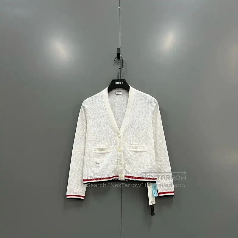 Thom Browne Thom Browne White Cotton Cropped Cardigan for Women . Size XXS / US 00 / IT 34 - 1 Thumbnail