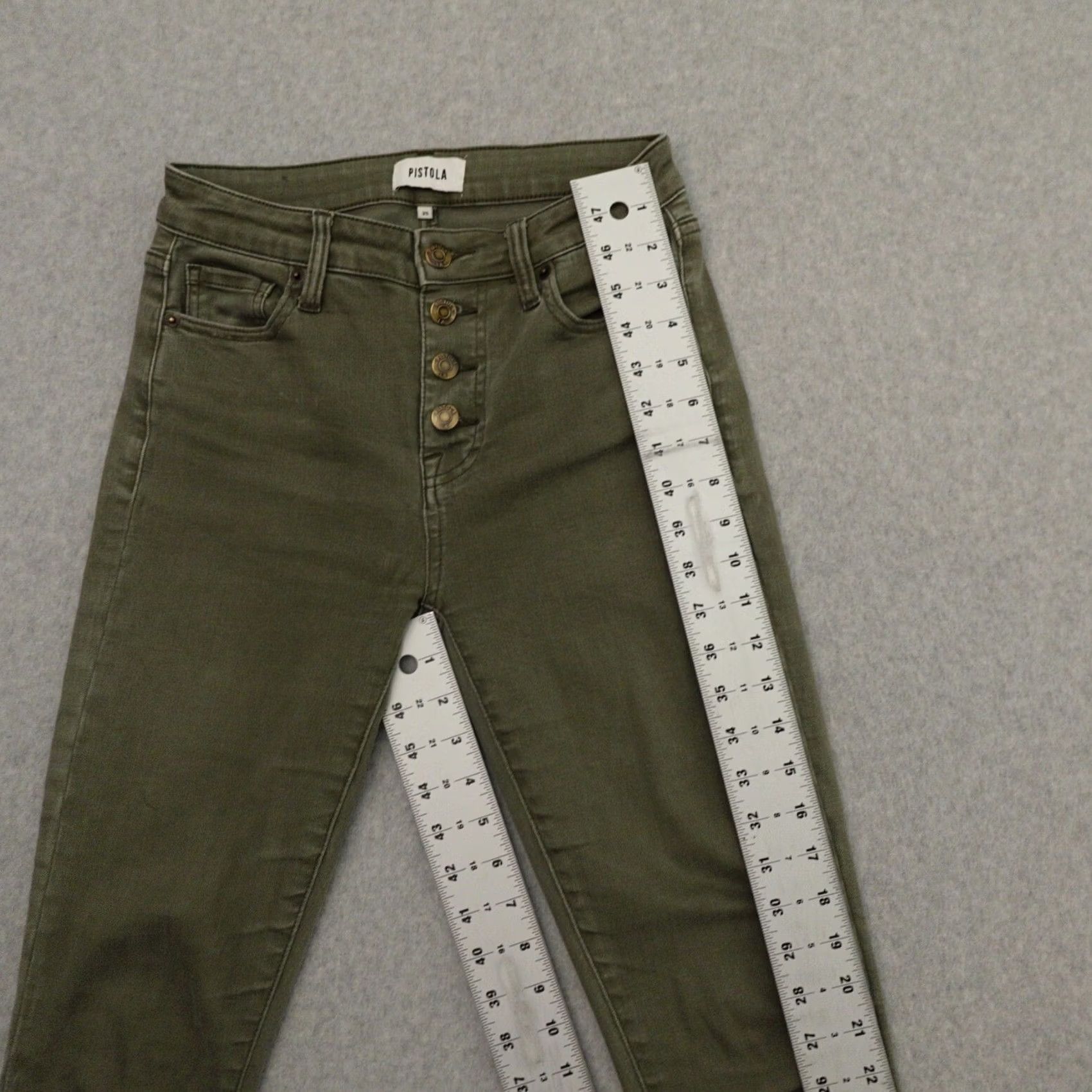 Pistola PISTOLA Jeans Womens 25 (25X27) Green High Rise Button Fly Stretch Lightweight - Regular Fit, Denim, Solid, Straight, Size 25, Green, Women, Jeans Size 42" / US 20 - 6 Thumbnail