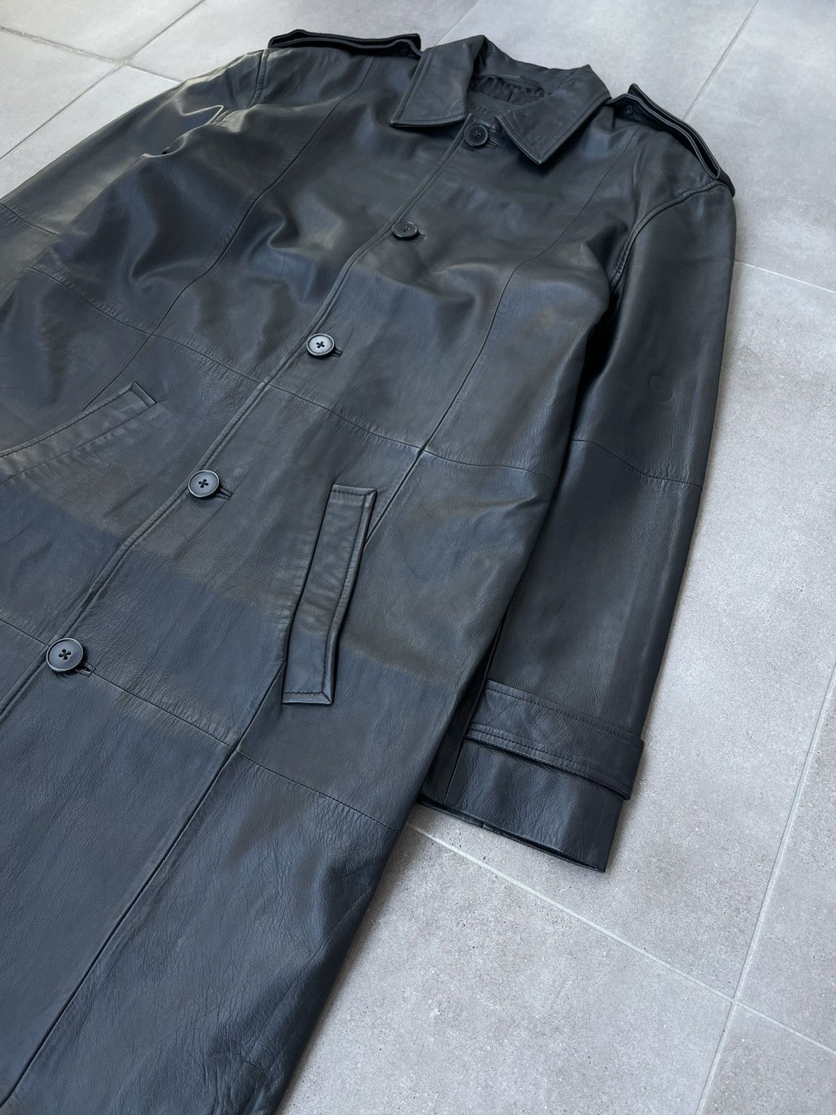 Leather !DS! AW22 Studio ID Long Paneled Leather Black Coat Size US M / EU 48-50 / 2 - 11 Thumbnail