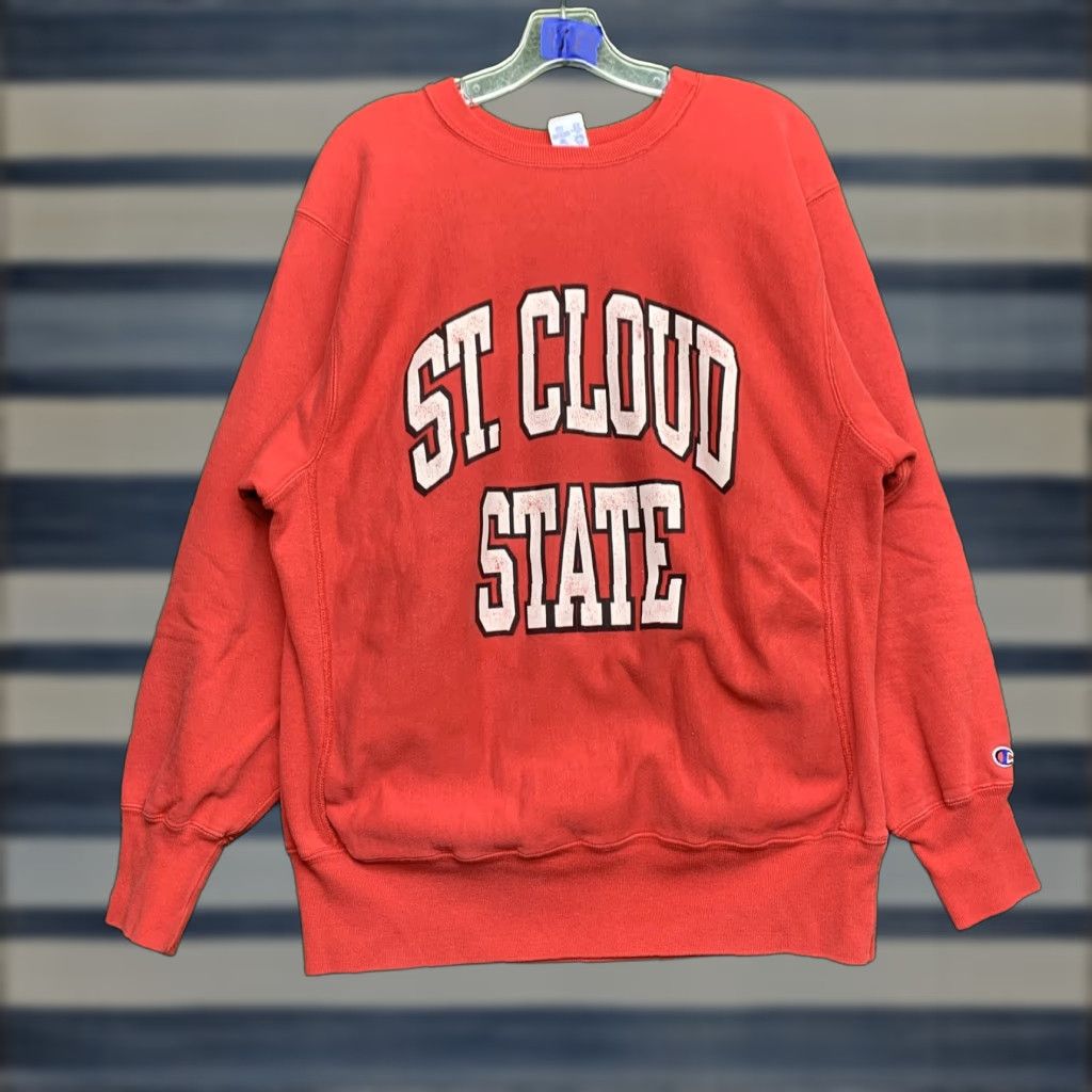Champion VINTAGE Champion Reverse Weave Sweatshirt Mens XL St Cloud State Crewneck 90s Red Graphic Print C Logo Mens Size US XL / EU 56 / 4 - 1 Thumbnail