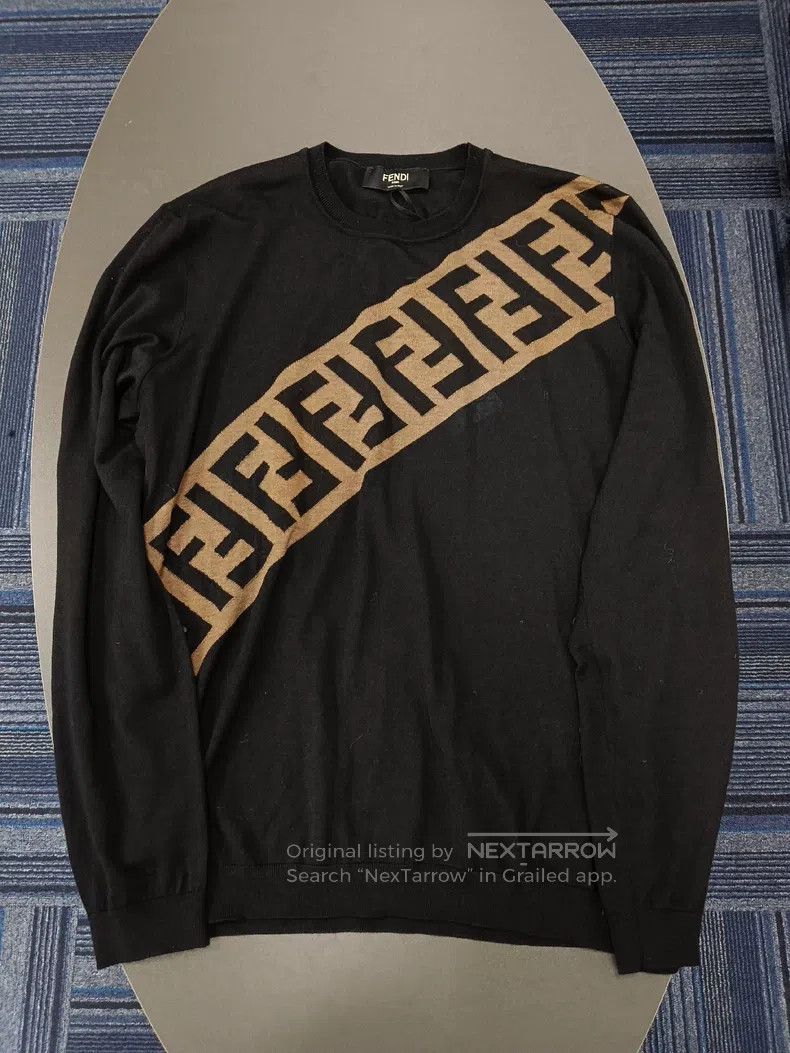 Fendi Fendi Classic Logo Round Neck Sweatshirt - Black Size US M / EU 48-50 / 2 - 1 Thumbnail