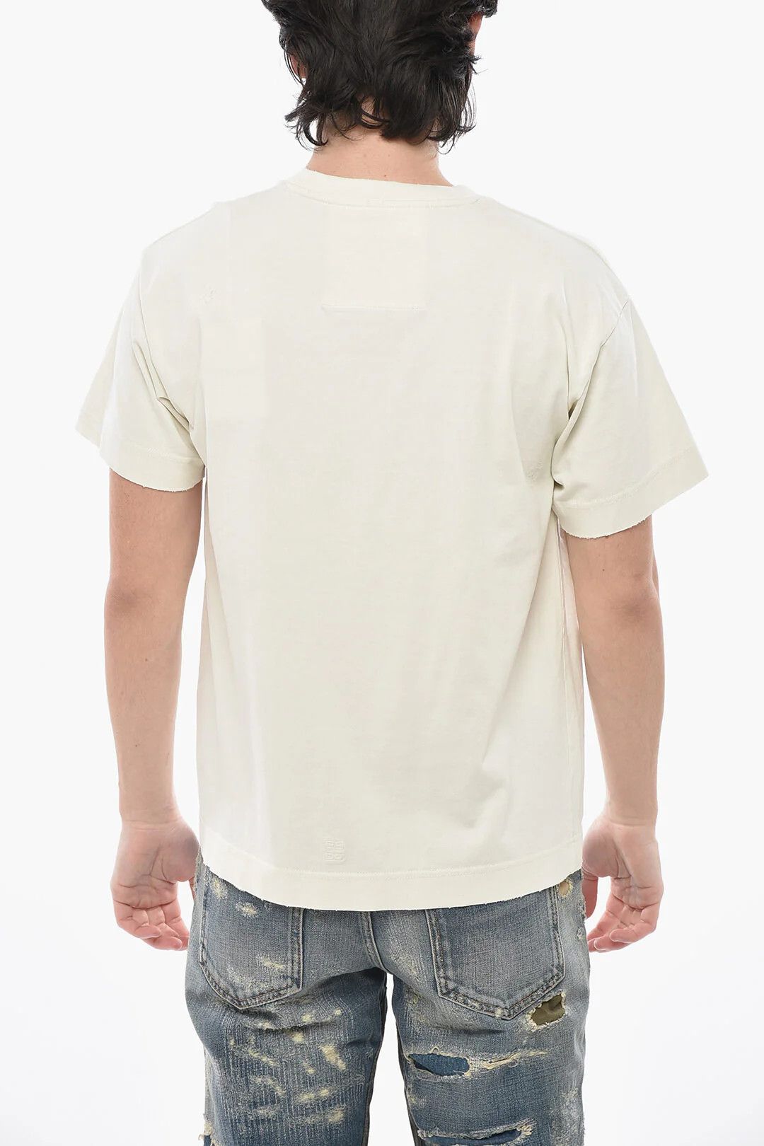 Givenchy og1mm0326 Monochrome Washed-Effect Cotton T-Shirt in White Size US XS / EU 42 / 0 - 2 Thumbnail