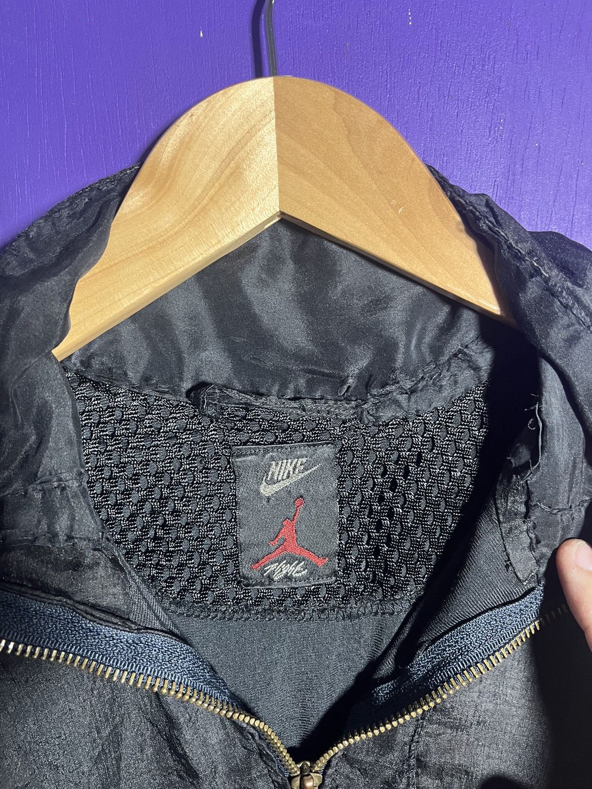 Nike × Vintage Vintage 90s Nike Air Jordan flight mesh logo jacket Size US M / EU 48-50 / 2 - 4 Thumbnail