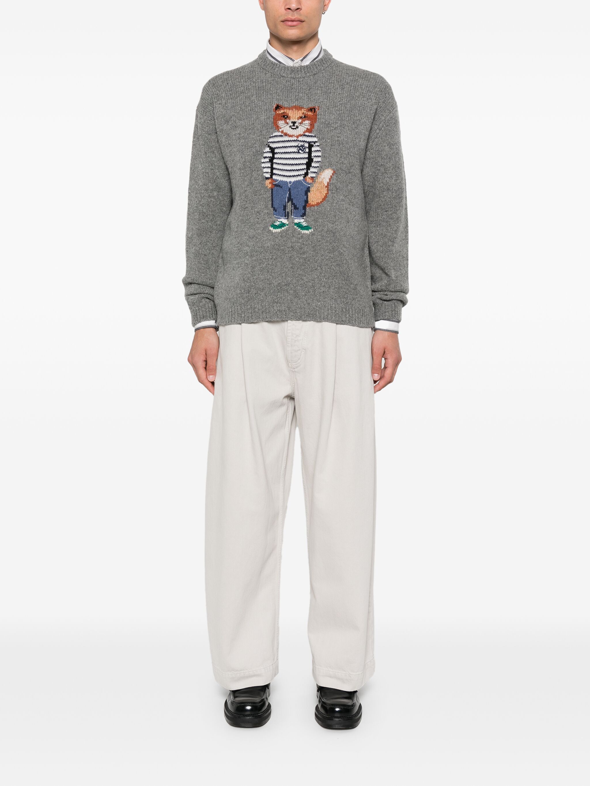 Maison Kitsune o1s22i1n1124 Wool Sweater in Grey Size US S / EU 44-46 / 1 - 2 Thumbnail
