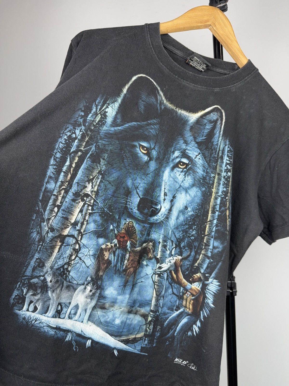 Vintage 90s Retro Vintage Wolf Graphic T-Shirt Native American Art Size US M / EU 48-50 / 2 - 4 Thumbnail