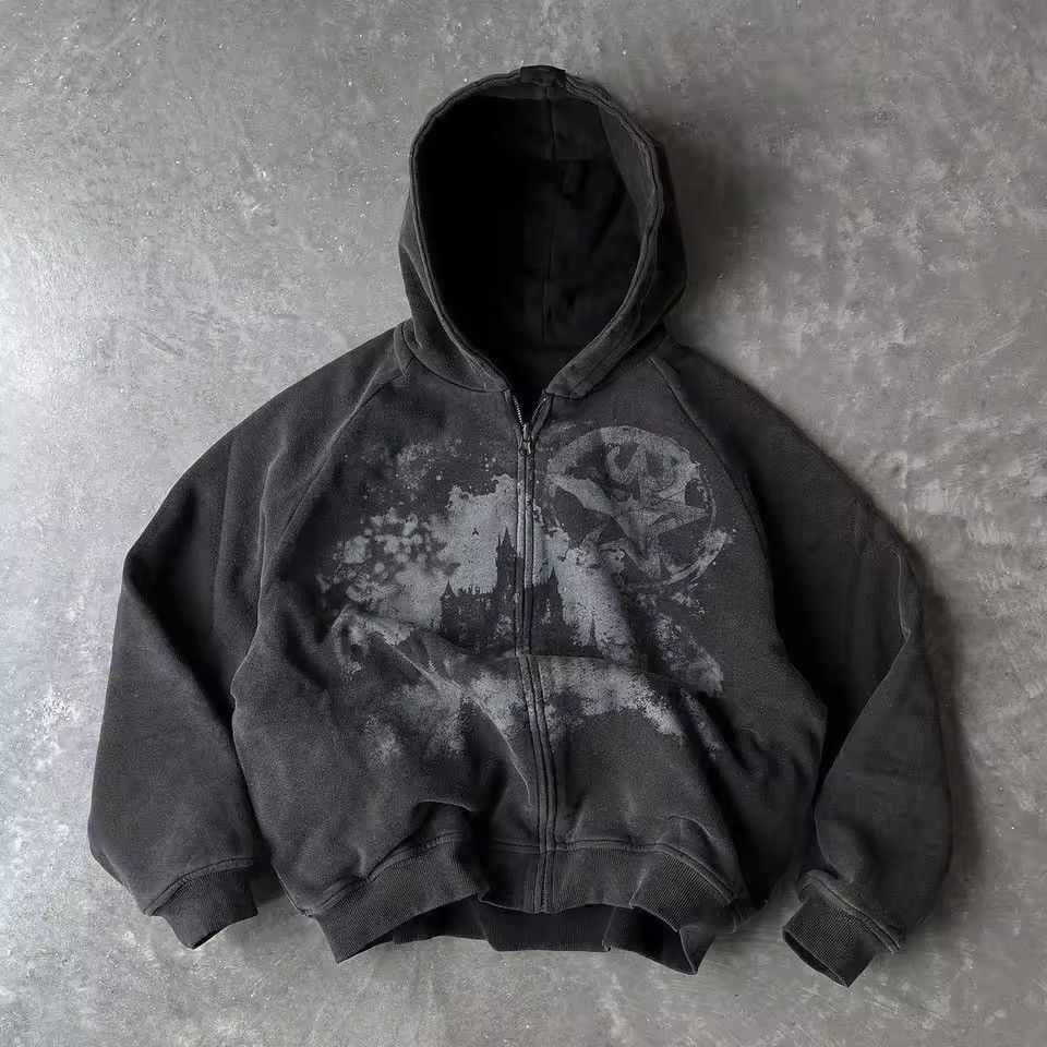 Japanese Brand Y2k Gothic Punk Style Printed Star Hoodie Size US XL / EU 56 / 4 - 1 Thumbnail