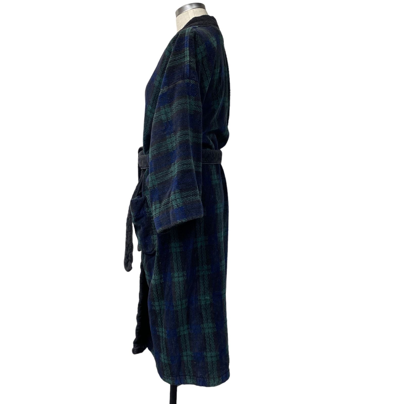 Perry Ellis Perry Ellis Portfolio Mens One Size Plaid Terry Bath Robe Size ONE SIZE - 3 Thumbnail