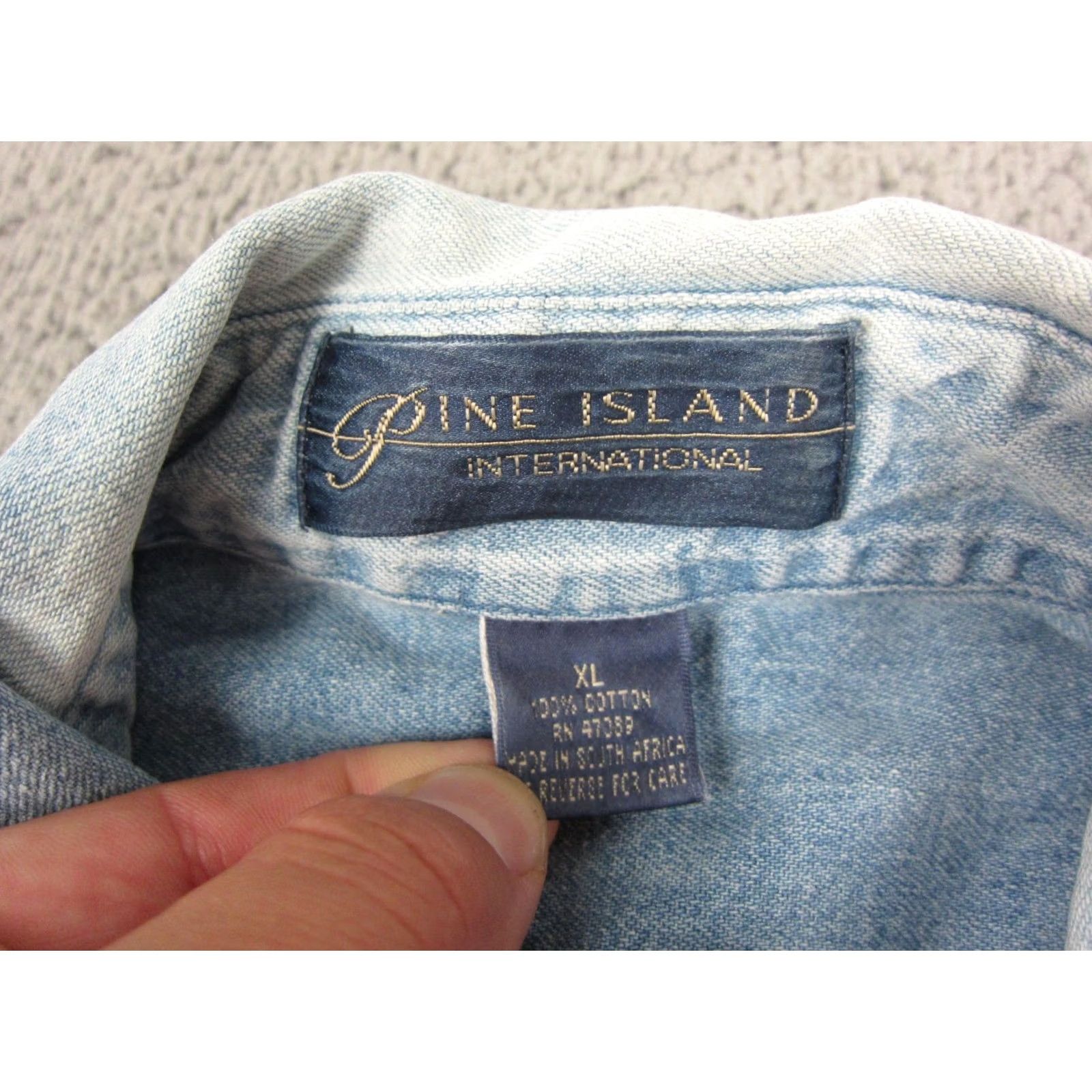 Vintage VINTAGE Pine Island International US Department of Education Shirt Mens XL Blue Denim 90s Button-Up Collared Long Sleeve 90s Mens Blue Denim Shirt XL Size US XL / EU 56 / 4 - 4 Thumbnail