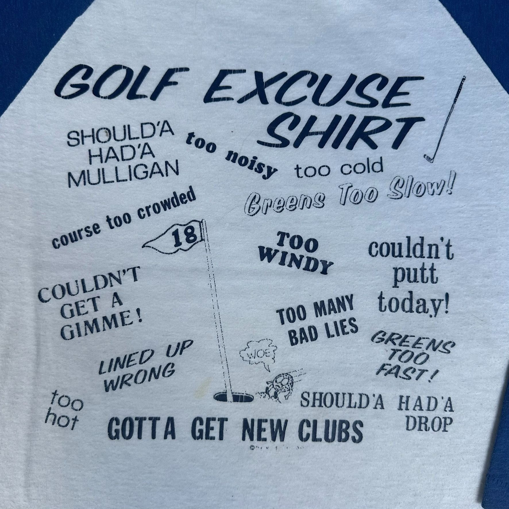 Vintage Vintage 80s Golf Excuses Raglan T-Shirt Single Stitch Humor Size US M / EU 48-50 / 2 - 2 Thumbnail