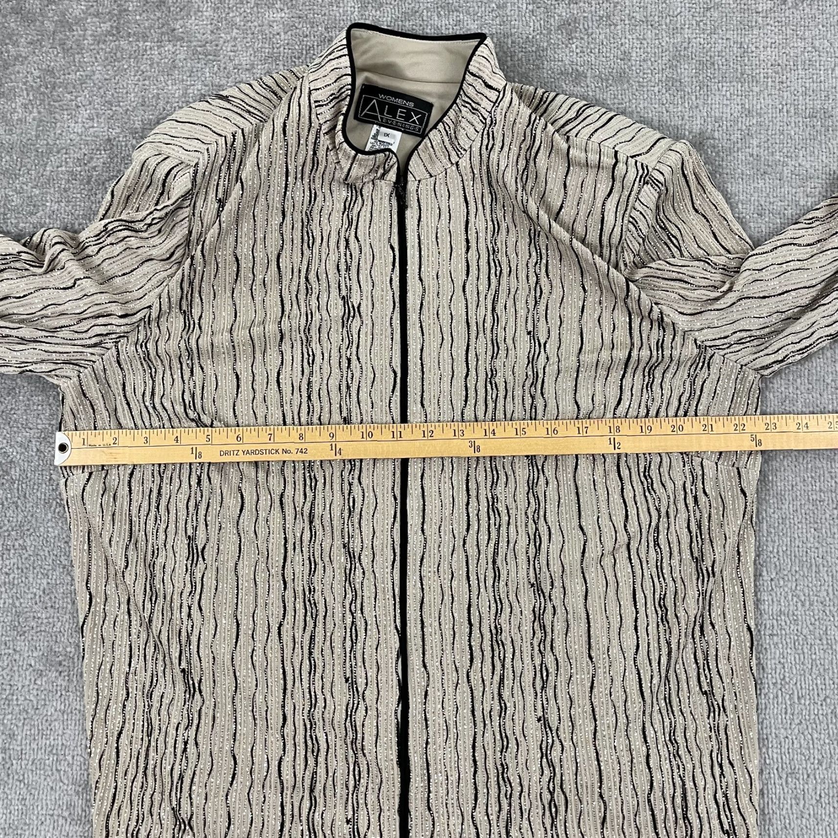 Alex Evenings VINTAGE Alex Evenings Blazer Jacket Womens Size 1X Brown Striped Sparkly Faux Diamond Full Zip Party Casual Workwear Size XL / US 12-14 / IT 48-50 - 5 Thumbnail