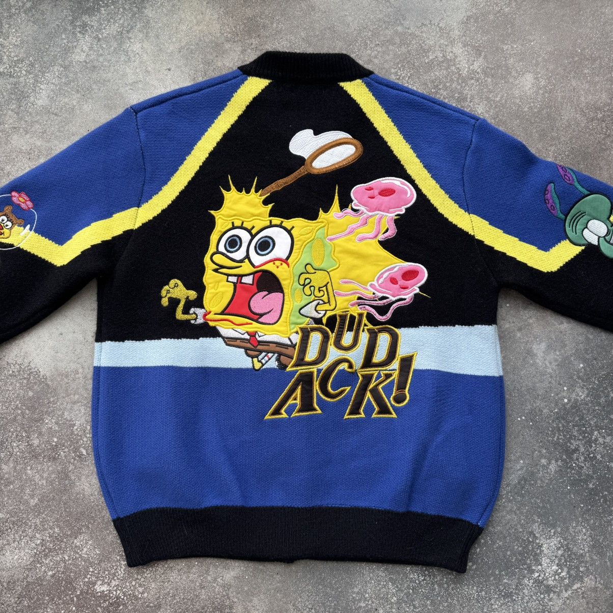 20471120 Sponge Bob Y2K 2000’s Aesthetic Knit Bomber Jacket Size US M / EU 48-50 / 2 - 10 Thumbnail