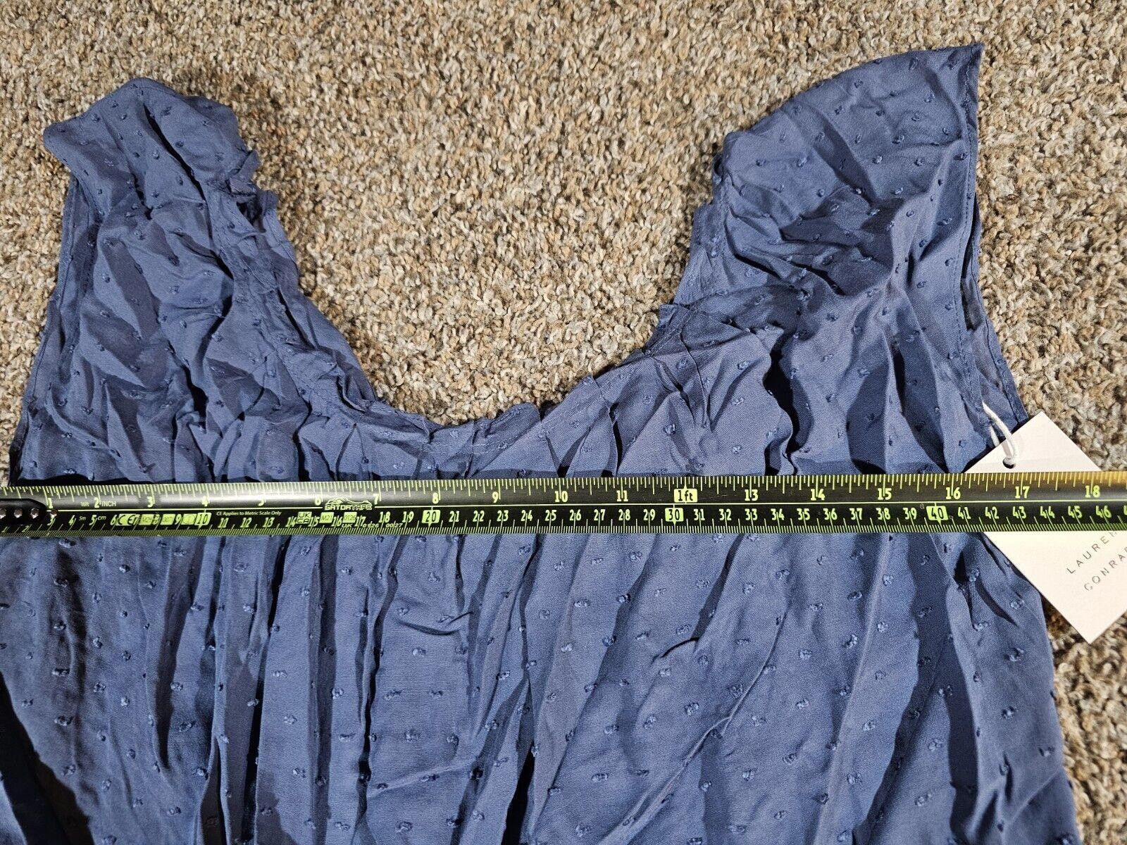 Designer Lauren Conrad Pleat Neck Top 420 Denim Flare Medium NWT Size M / US 6-8 / IT 42-44 - 5 Thumbnail