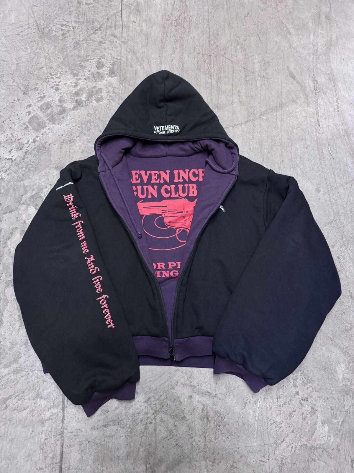 Vetements (SOLD) Vetements total darkness TFD reversible hoodie