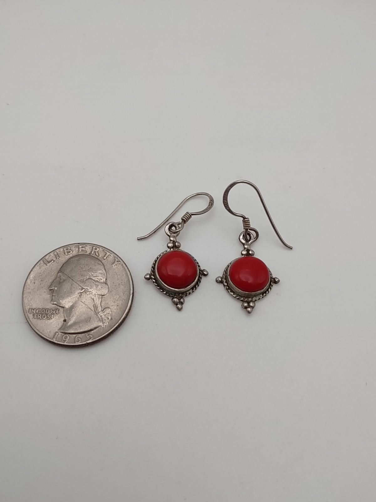 The Unbranded Brand Vintage 925 Sterling Silver Red Jasper Bali Drop Earrings Size ONE SIZE - 5 Thumbnail