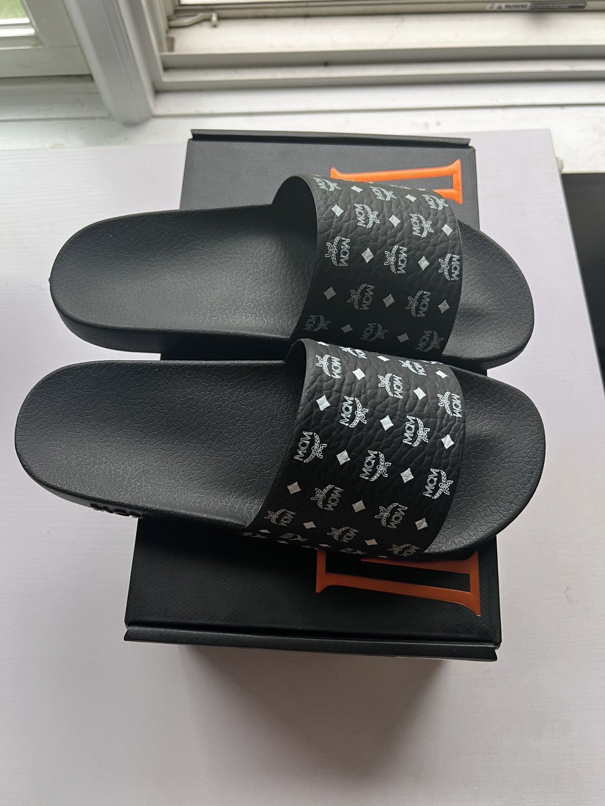 MCM Black monogram MCM Slides Size US 10 / EU 43 - 3 Thumbnail