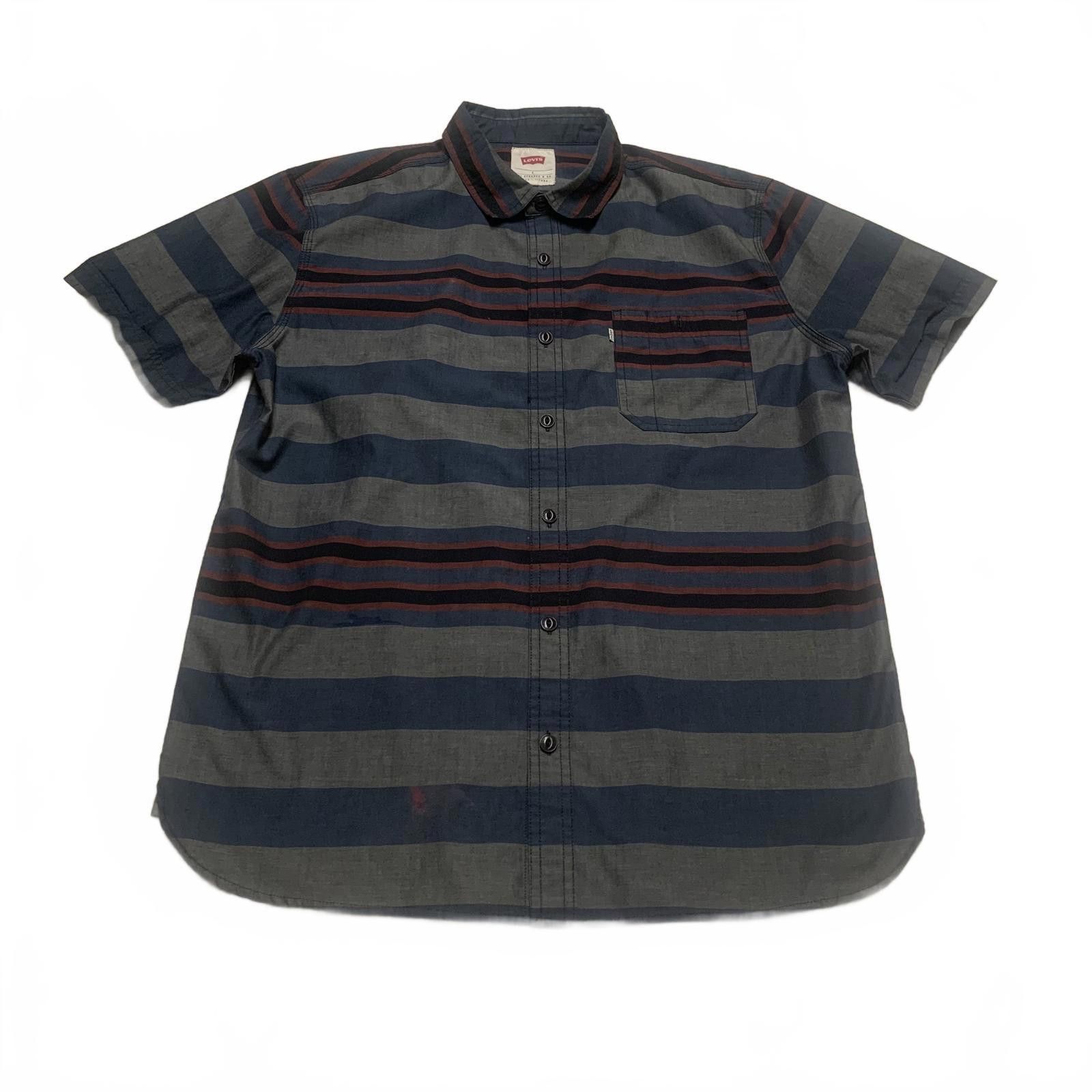 Levi's Levis Mens Size Large Blue Gray Striped Short Sleeve Shirt Size US L / EU 52-54 / 3 - 1 Thumbnail