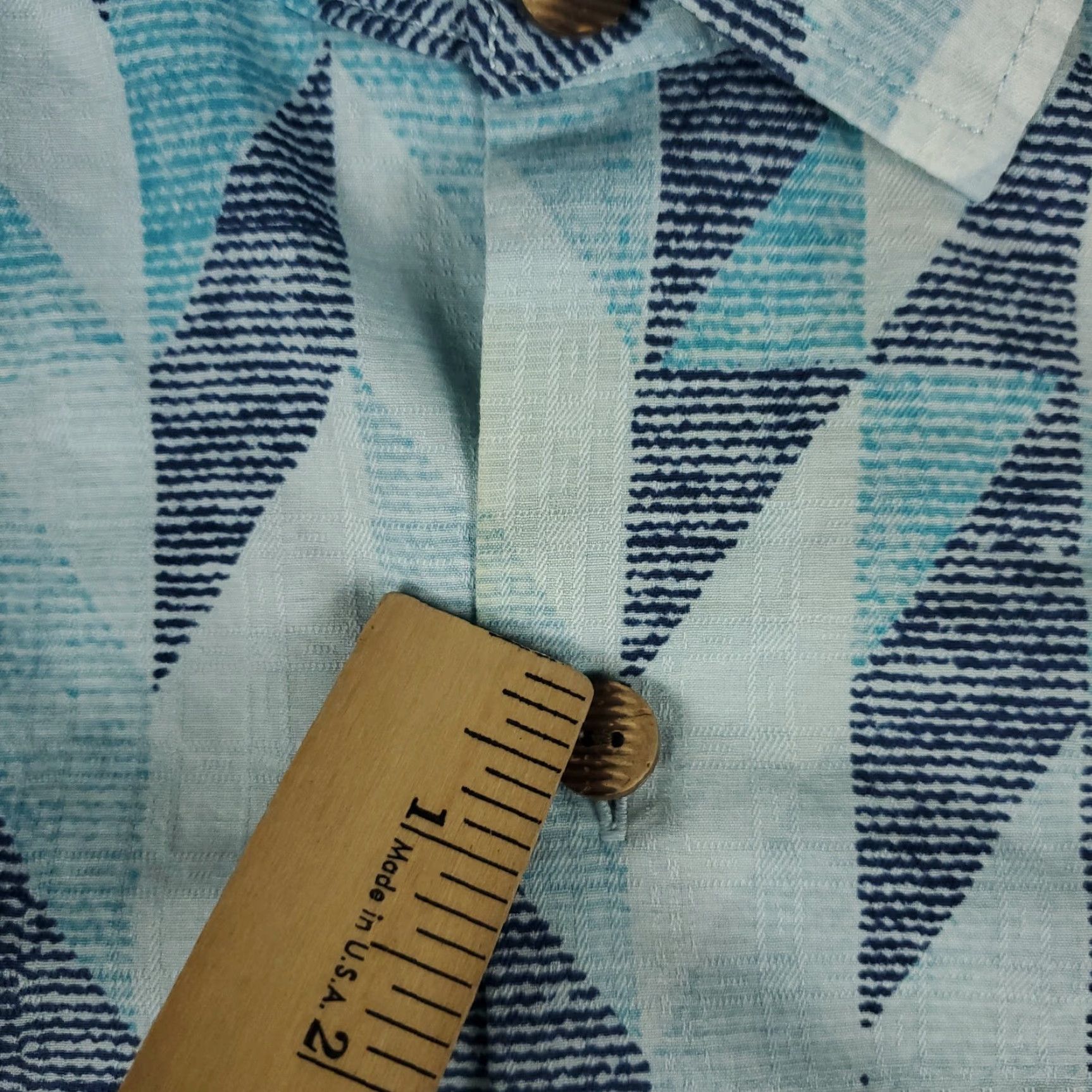 Tommy Bahama Tommy Bahama Blue Geometric Silk Blend Button-Up Shirt Mens Large Hawaiian Casual Size US L / EU 52-54 / 3 - 3 Thumbnail