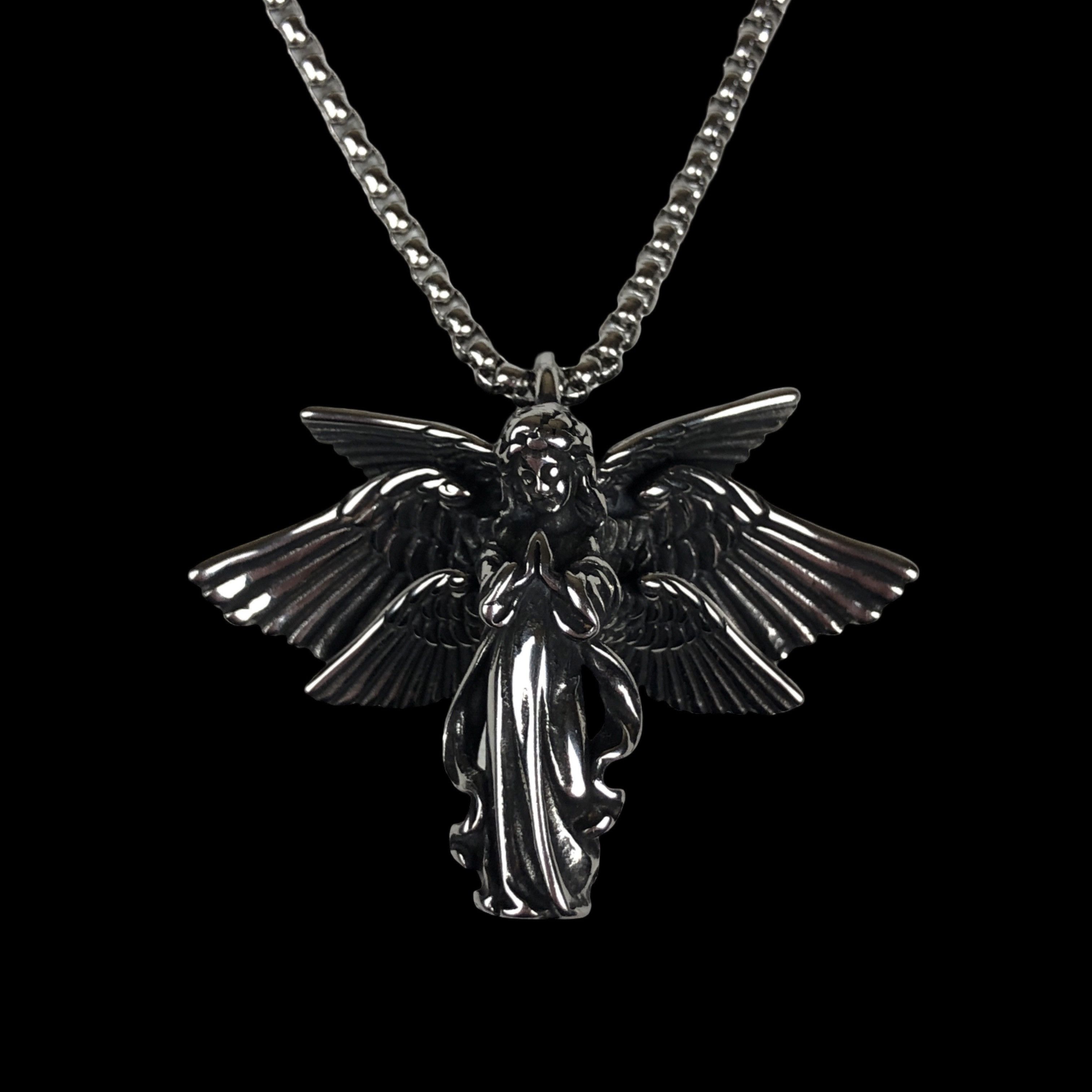 Jewelry Stainless Steel Angel Gothic Necklace Punk Metal Y2K Size ONE SIZE - 1 Thumbnail