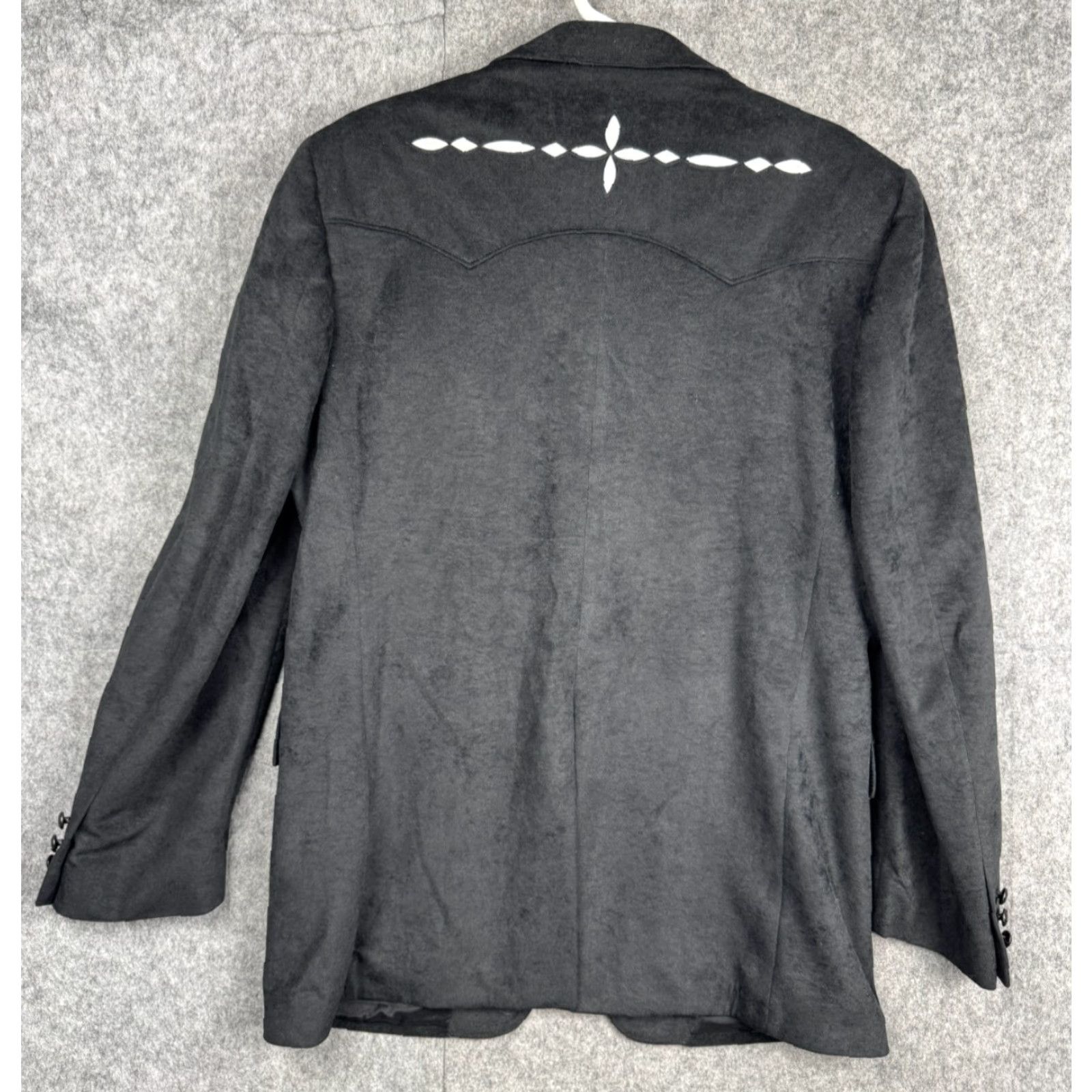 Vintage VINTAGE Pagano West Pueblo Coat Mens 44L Black Poly Suede Western Blazer USA Made Rodeo Size 44R - 3 Thumbnail