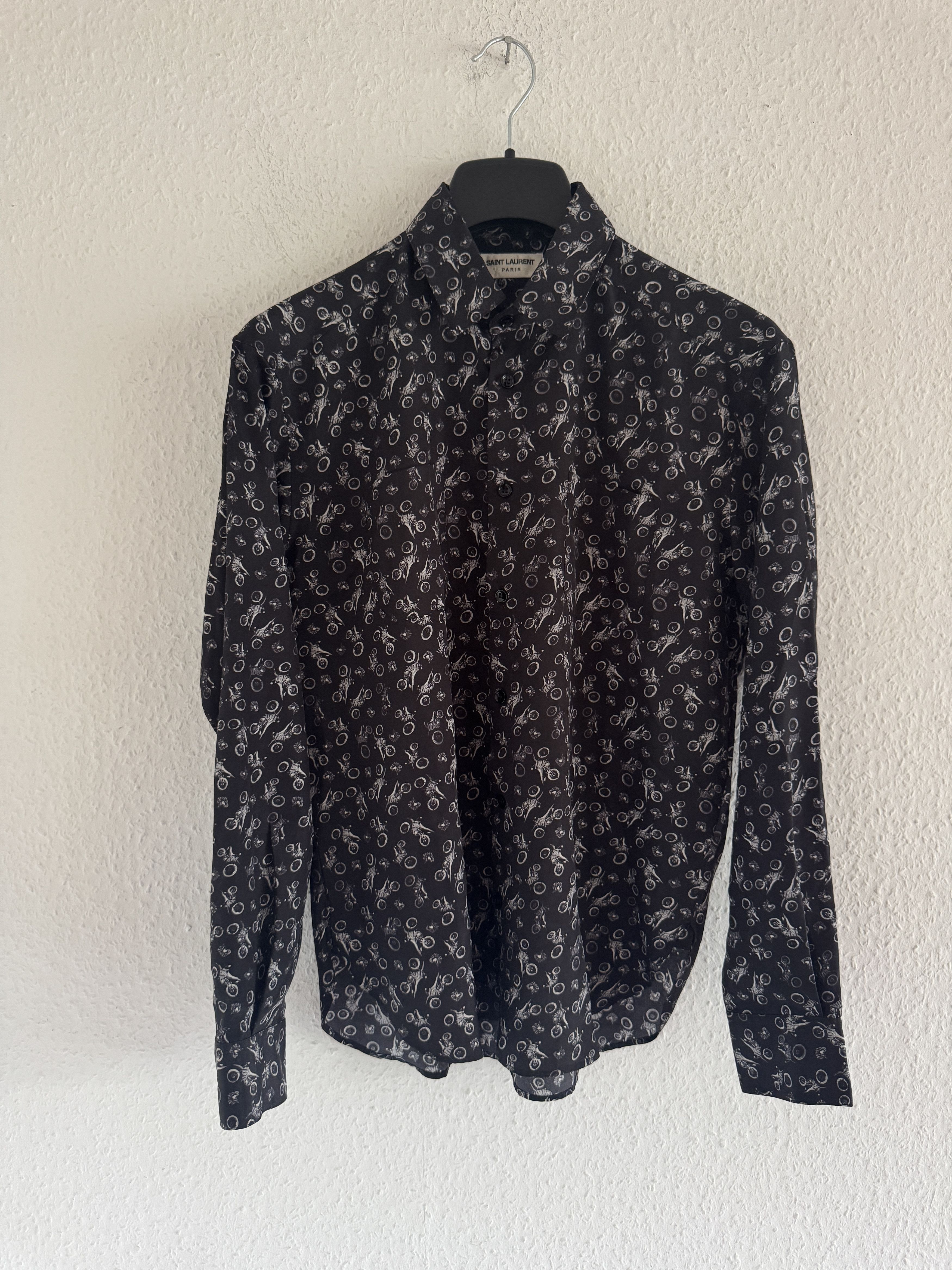 Saint Laurent Paris Motorcycle Graphic Silk Shirt Size US S / EU 44-46 / 1 - 3 Thumbnail