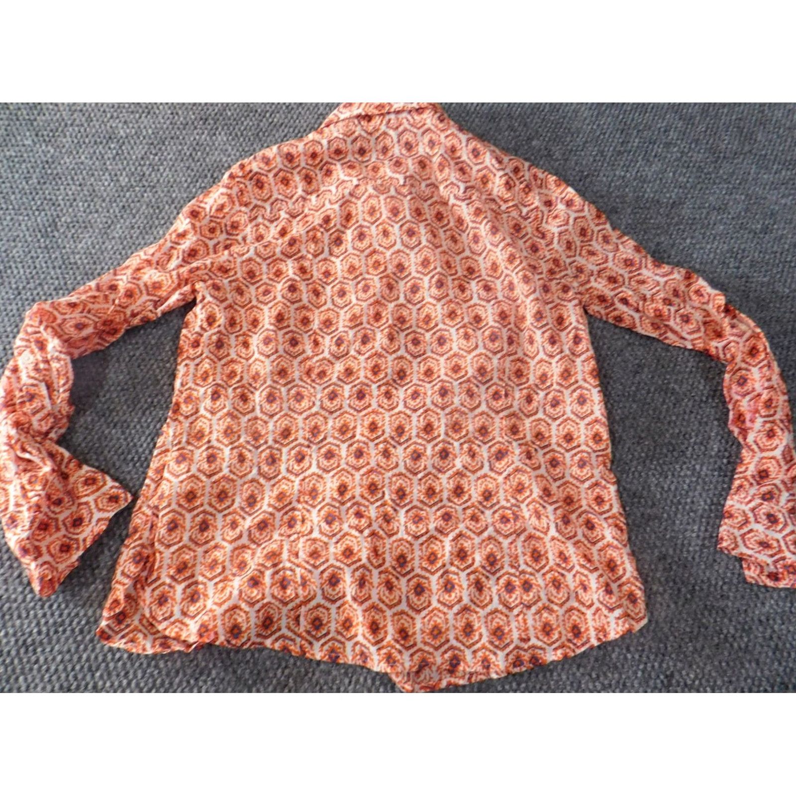 Talbots Talbots Button-Up Shirt Womens 10 Orange Casual Collared Sleeveless Cotton Rayon Button-Up Basic Designer Classics Womens Size L / US 10 / IT 46 - 7 Thumbnail