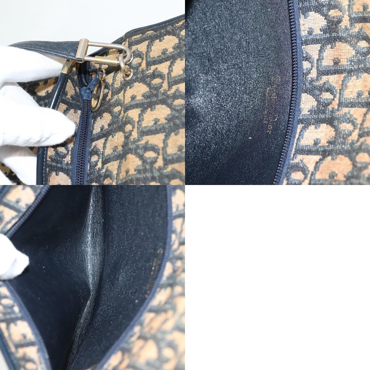 Dior DIOR Trotter Canvas Shoulder Bag Navy Gold Size ONE SIZE - 12 Thumbnail