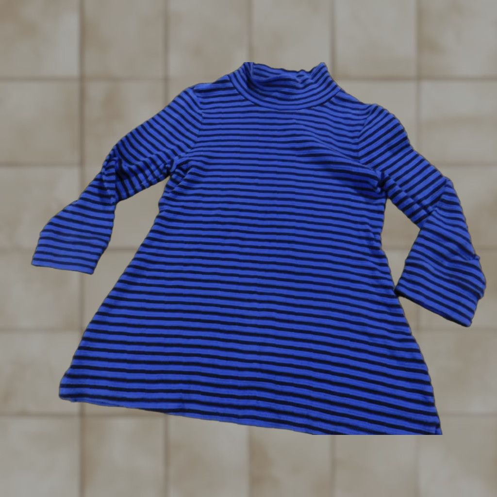 Vintage Crown & Ivy Womens Sweater Medium Blue Striped Cable-Knit Crew Neck Dolman Sleeve Pullover Cotton Knit Regular Size M Fashion Logo Vintage: No Moms? Size M / US 6-8 / IT 42-44 - 1 Thumbnail