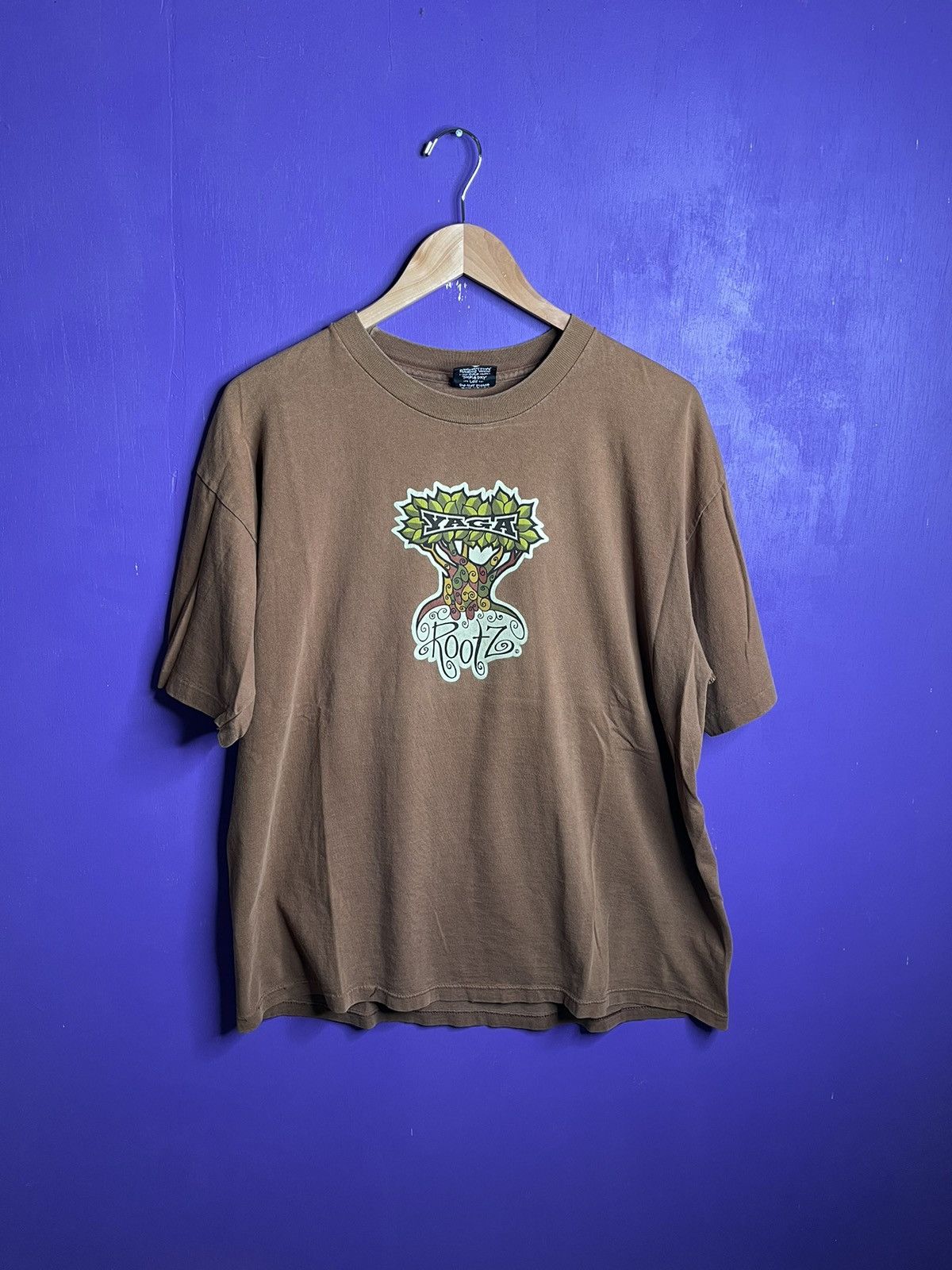 Vintage Vintage 90s YAGA rootz tree logo t-shirt Size US L / EU 52-54 / 3 - 1 Thumbnail