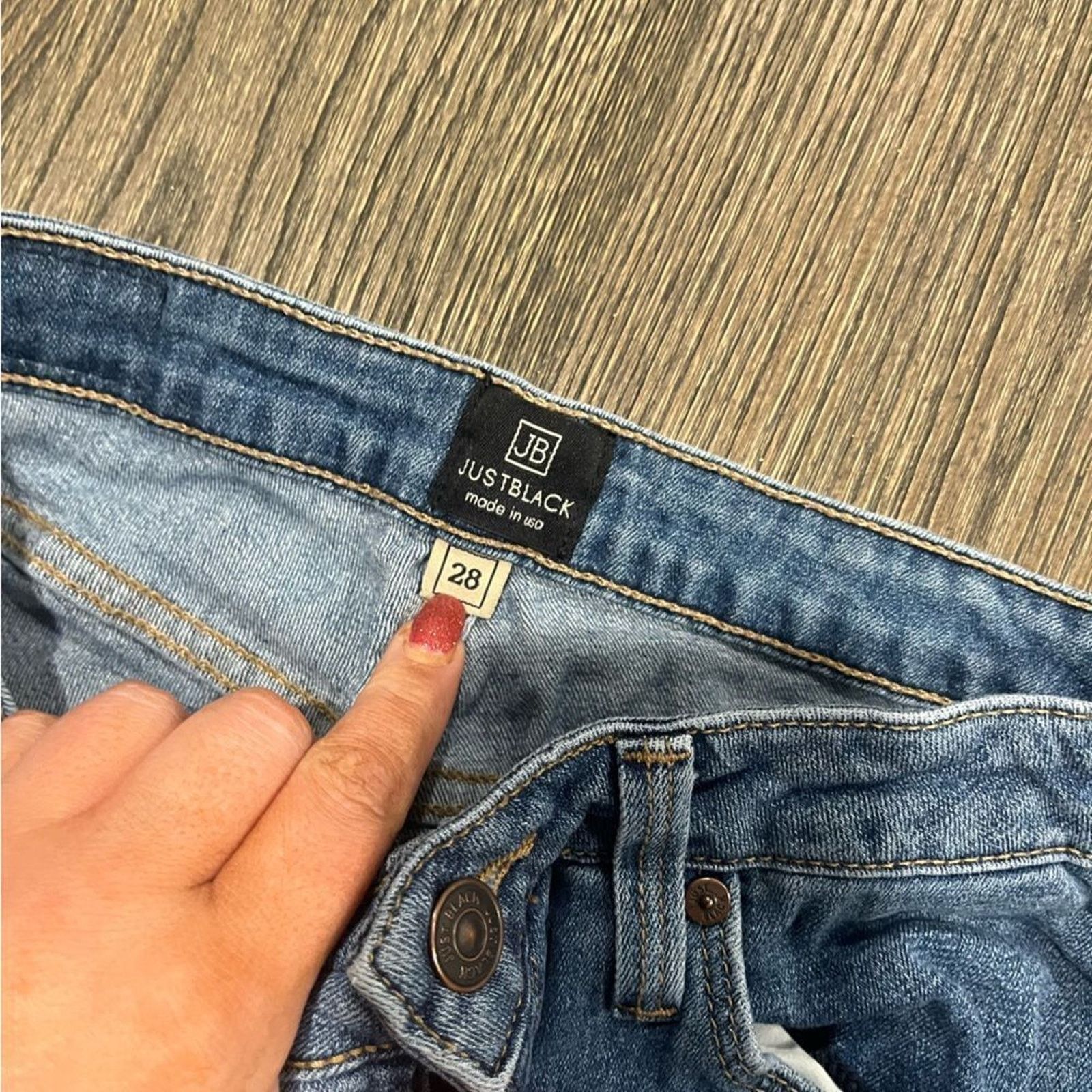 Other Just Black Denim Blue Distressed Raw Hem Skinny Jeans Sz 28 Size 28" / US 6 / IT 42 - 11 Thumbnail
