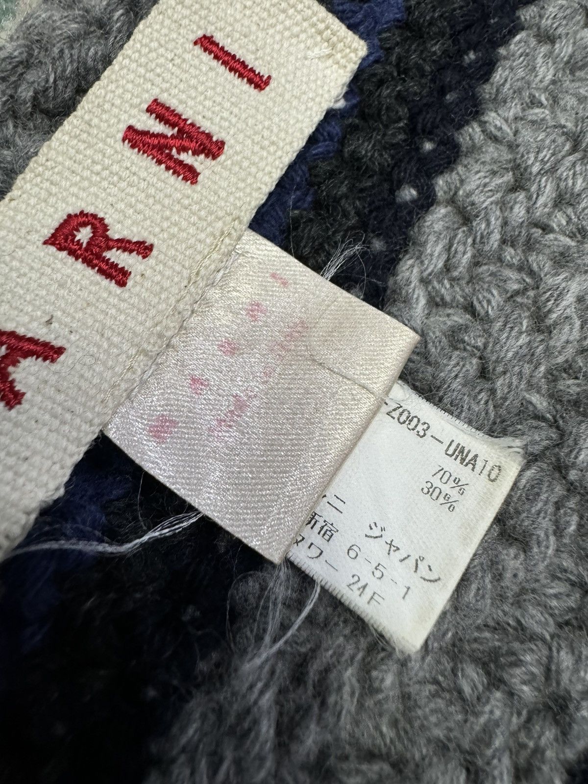 MARNI STRIPED PATTERN WOOL CASHMERE LONG SCARF MUFFLER