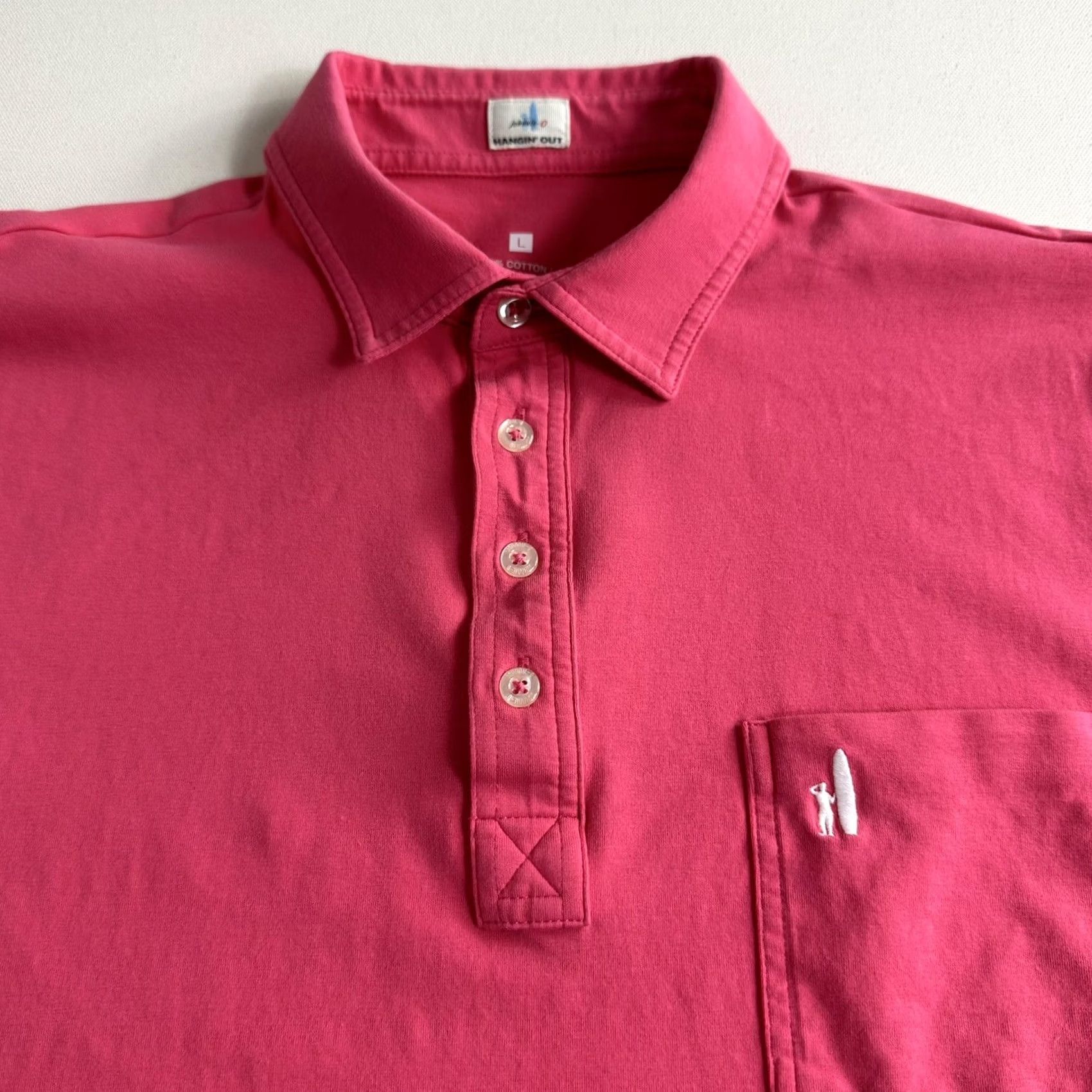 johnnie-O Johnnie-O Polo Shirt Pink Mens Large Cotton Pocketed Golf Casual Short Sleeve Polo Size US L / EU 52-54 / 3 - 5 Thumbnail