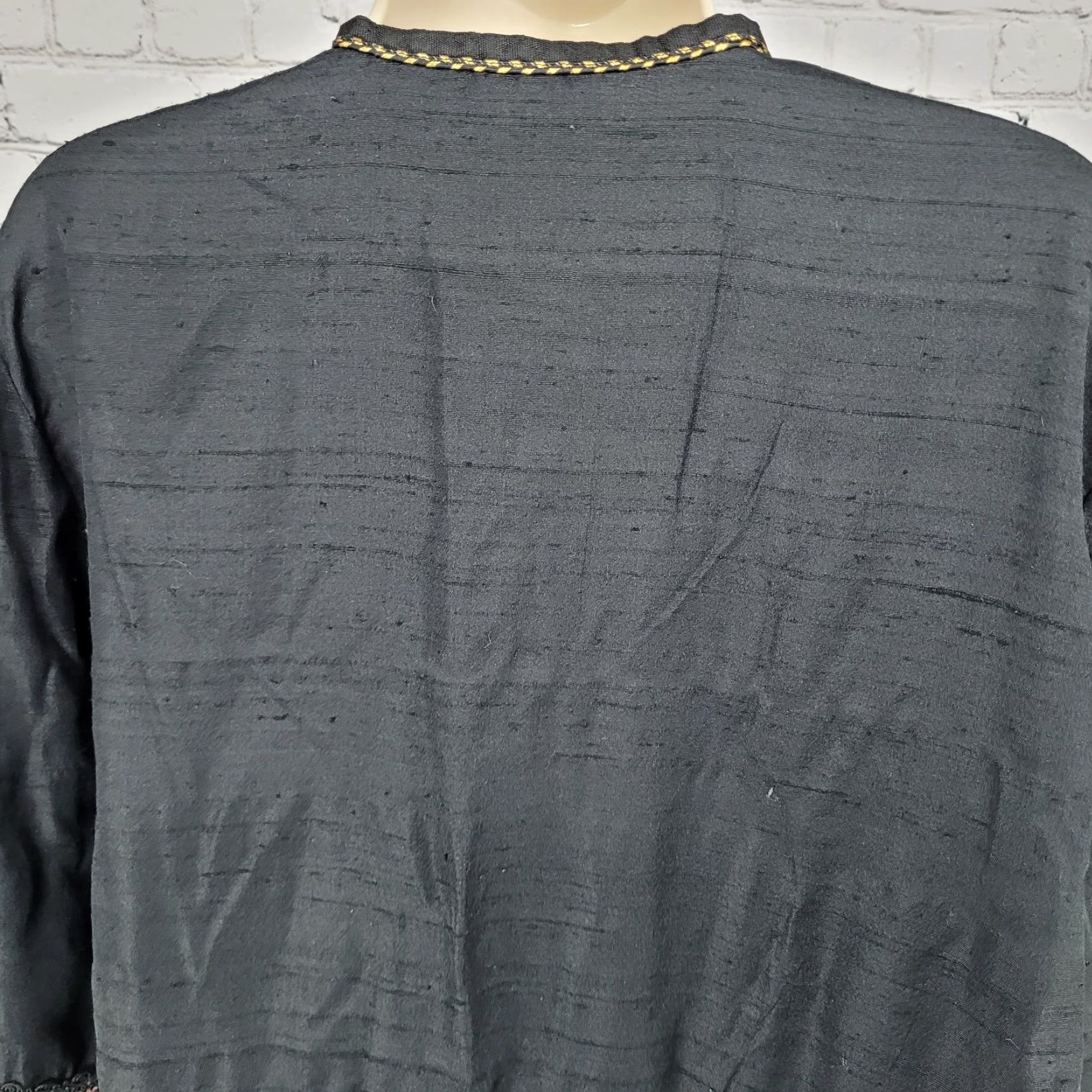Vintage VTG Allure Black 100% Silk Tassel Embroidered Gold Lightweight Lined Jacket L Size L / US 10 / IT 46 - 7 Thumbnail