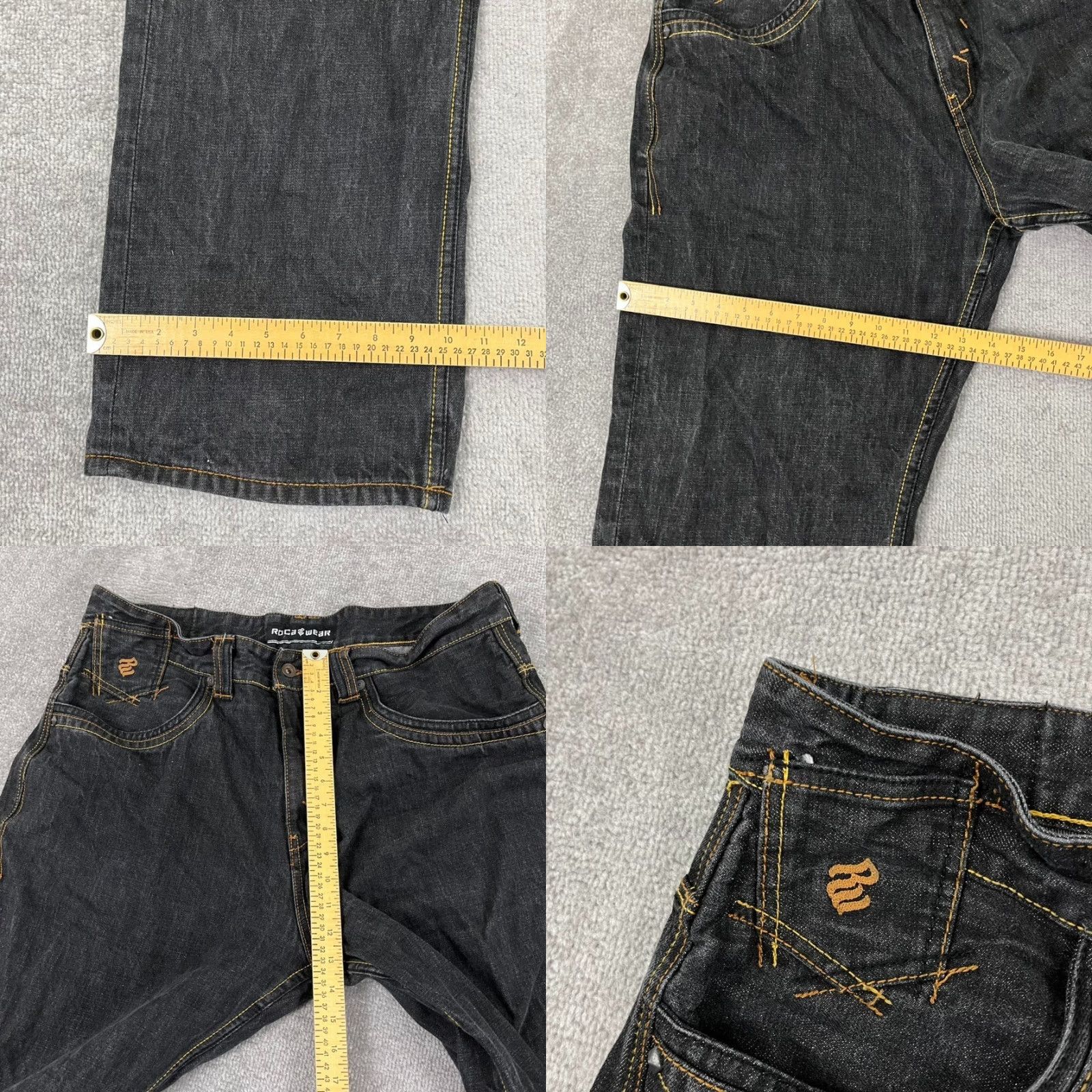 Rocawear VINTAGE ROCAWEAR Jeans Mens 40 x 32 Gray Denim Grunge Cyber Punk Emo Skater Wide Leg Y2K Retro Mens Size US 40 / EU 56 - 8 Thumbnail