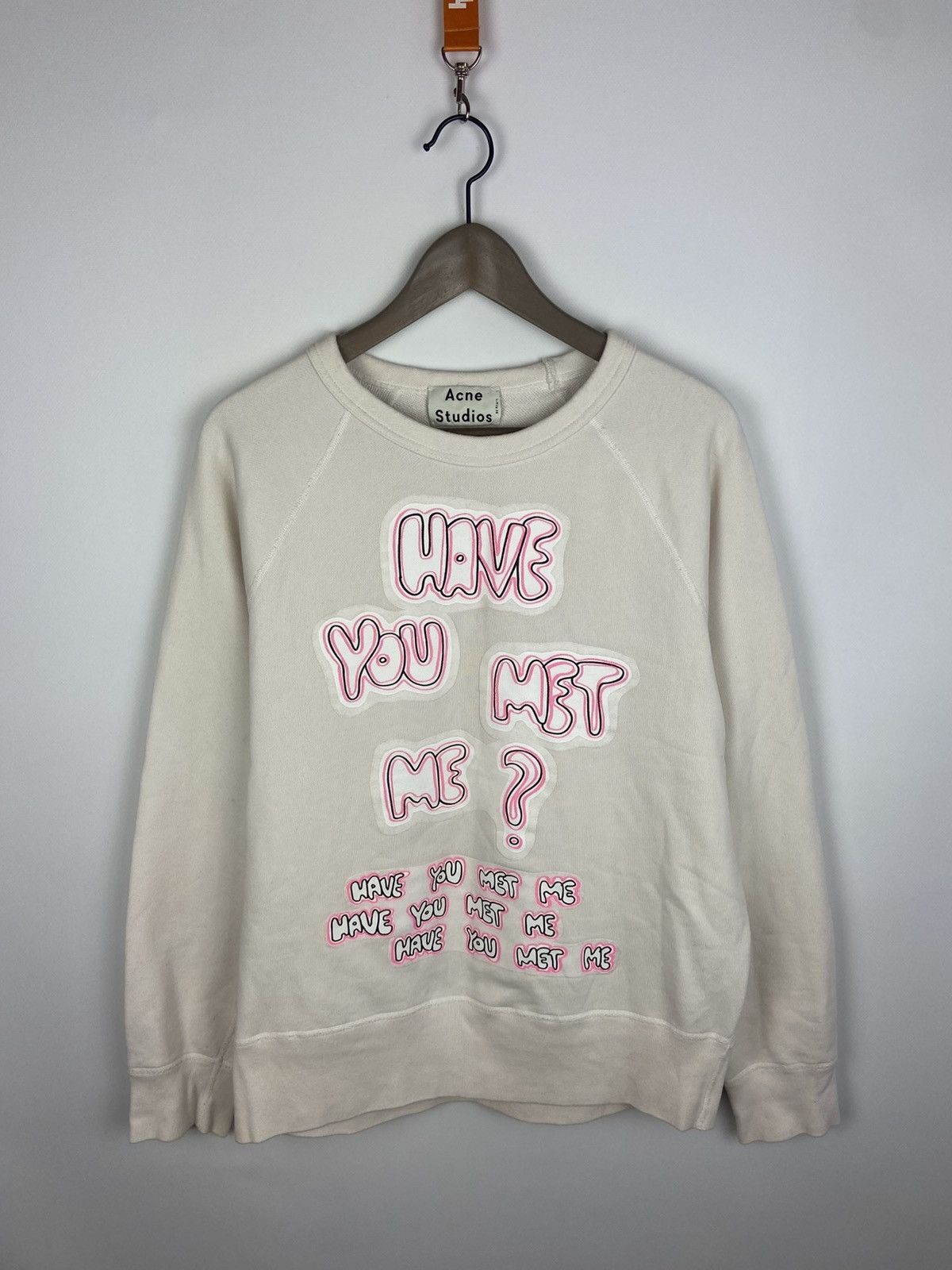 Acne Studios Acne Studios White Men's College Print Sweatshirt Sz S Size US S / EU 44-46 / 1 - 1 Thumbnail