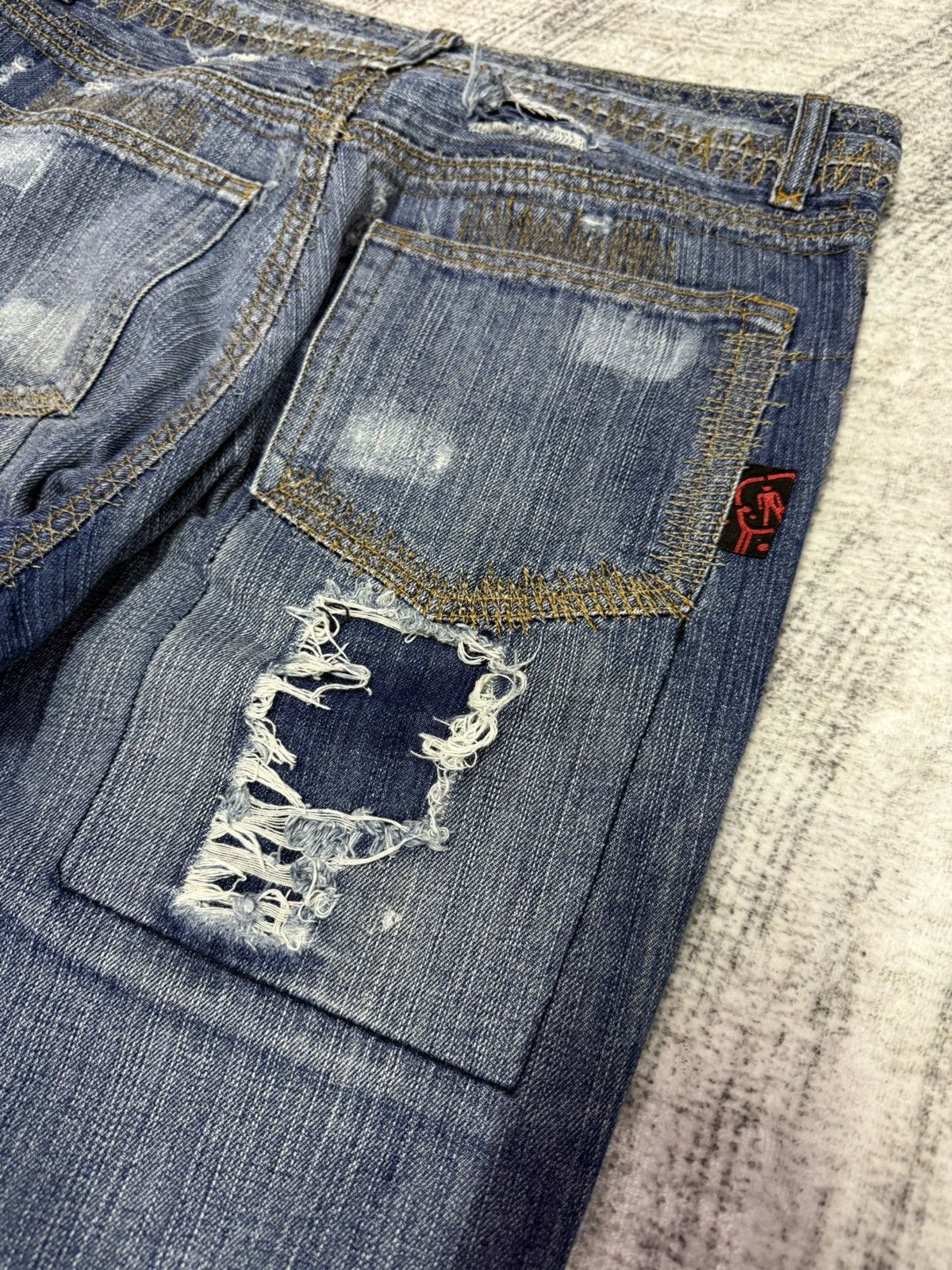 Hysteric Glamour × Japanese Brand Wild Chanel Destroyed Repaired Heavy Stitched Jeans Size US 30 / EU 46 - 18 Thumbnail
