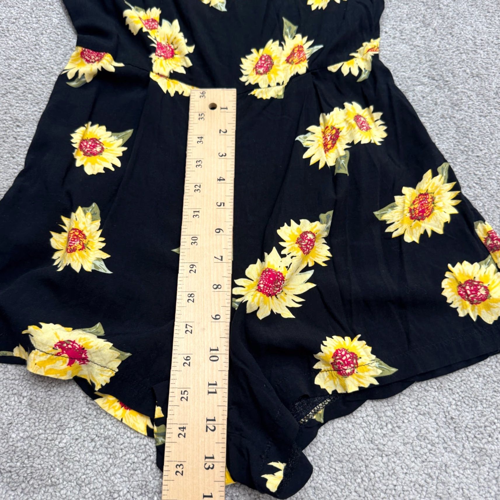 Vintage AX Paris Romper Womens 10 Black Yellow Floral Sleeveless 100% Cotton Boho Summer Size 32" / US 10 / IT 46 - 4 Thumbnail