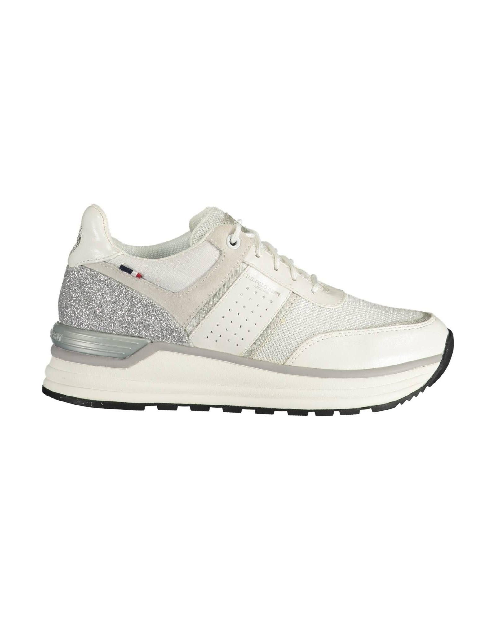 image of U S Polo Assn Polyester Sneaker With Contrasting Details And Logo in White, Women's (Size 6)