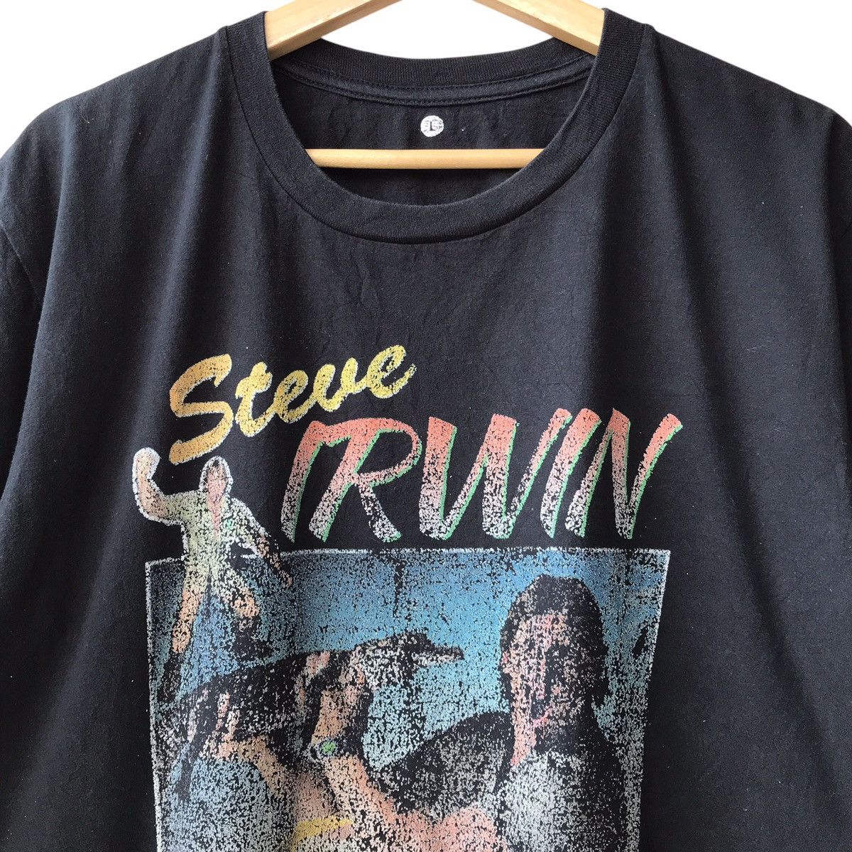 Vintage Steve Irwin The Crocodile Hunter Distressed Print Tee Size US L / EU 52-54 / 3 - 3 Thumbnail