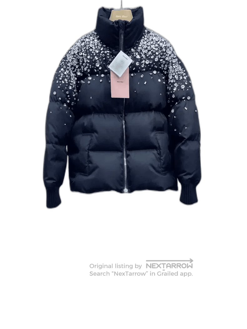Prada Miumiu Heavy Rhinestone Down Jacket. Size US M / EU 48-50 / 2 - 1 Thumbnail