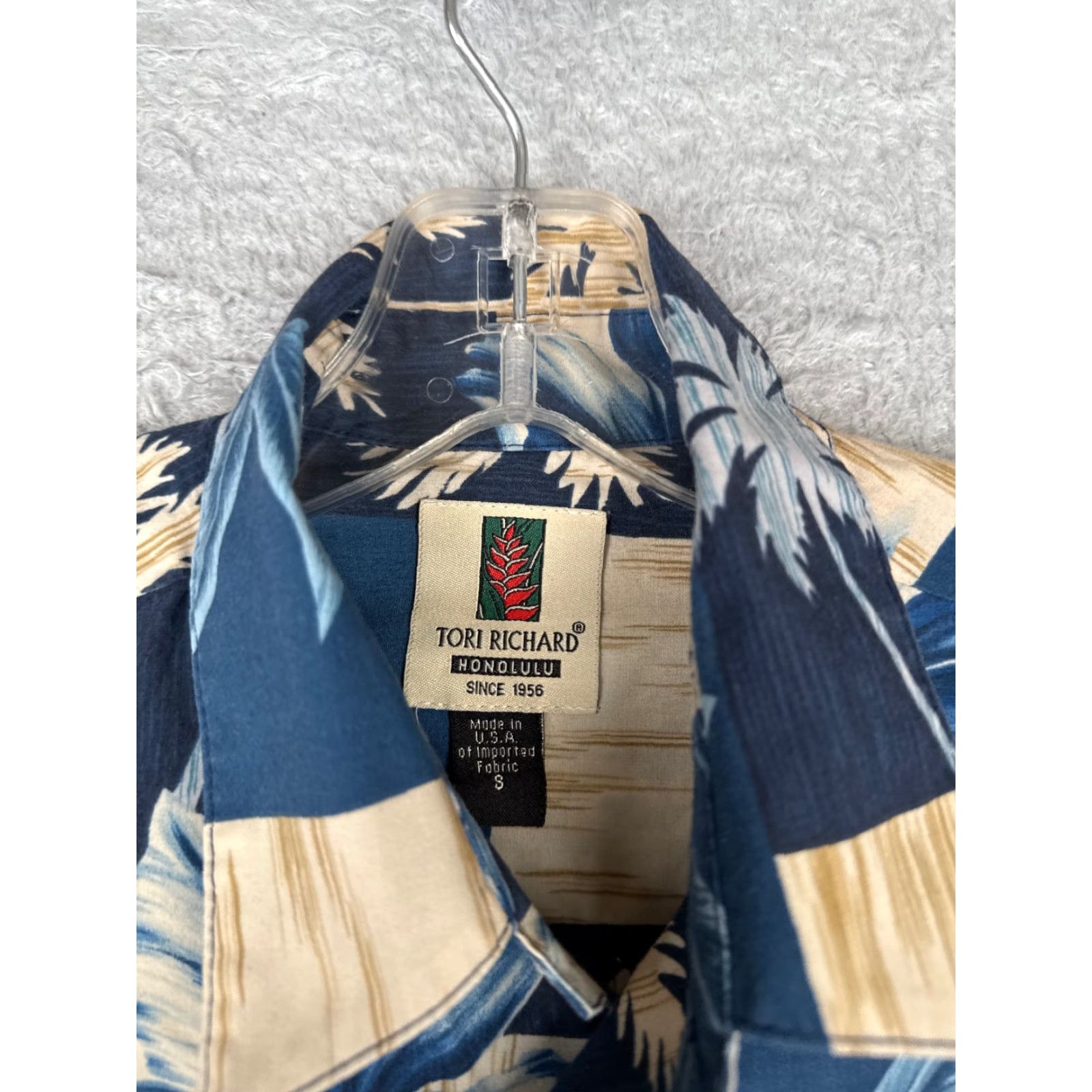 Tori Richard VINTAGE Tori Richard Shirt Men S Beige Blue Cotton Blend Floral Hawaiian Size US S / EU 44-46 / 1 - 7 Thumbnail