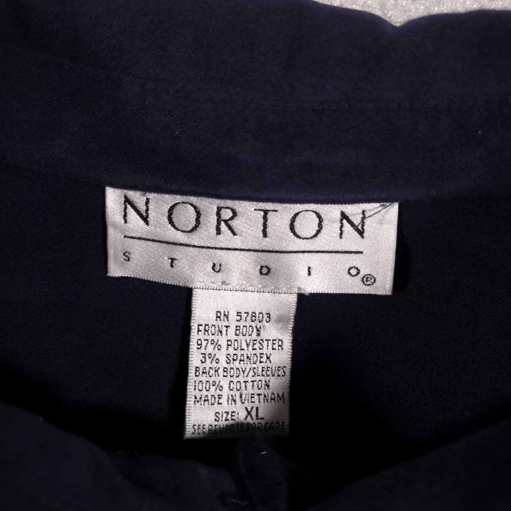 Vintage Norton Studio Jacket Womens XL Navy Blue Knit Sleeves Star Back Button Front Size XL / US 12-14 / IT 48-50 - 6 Thumbnail