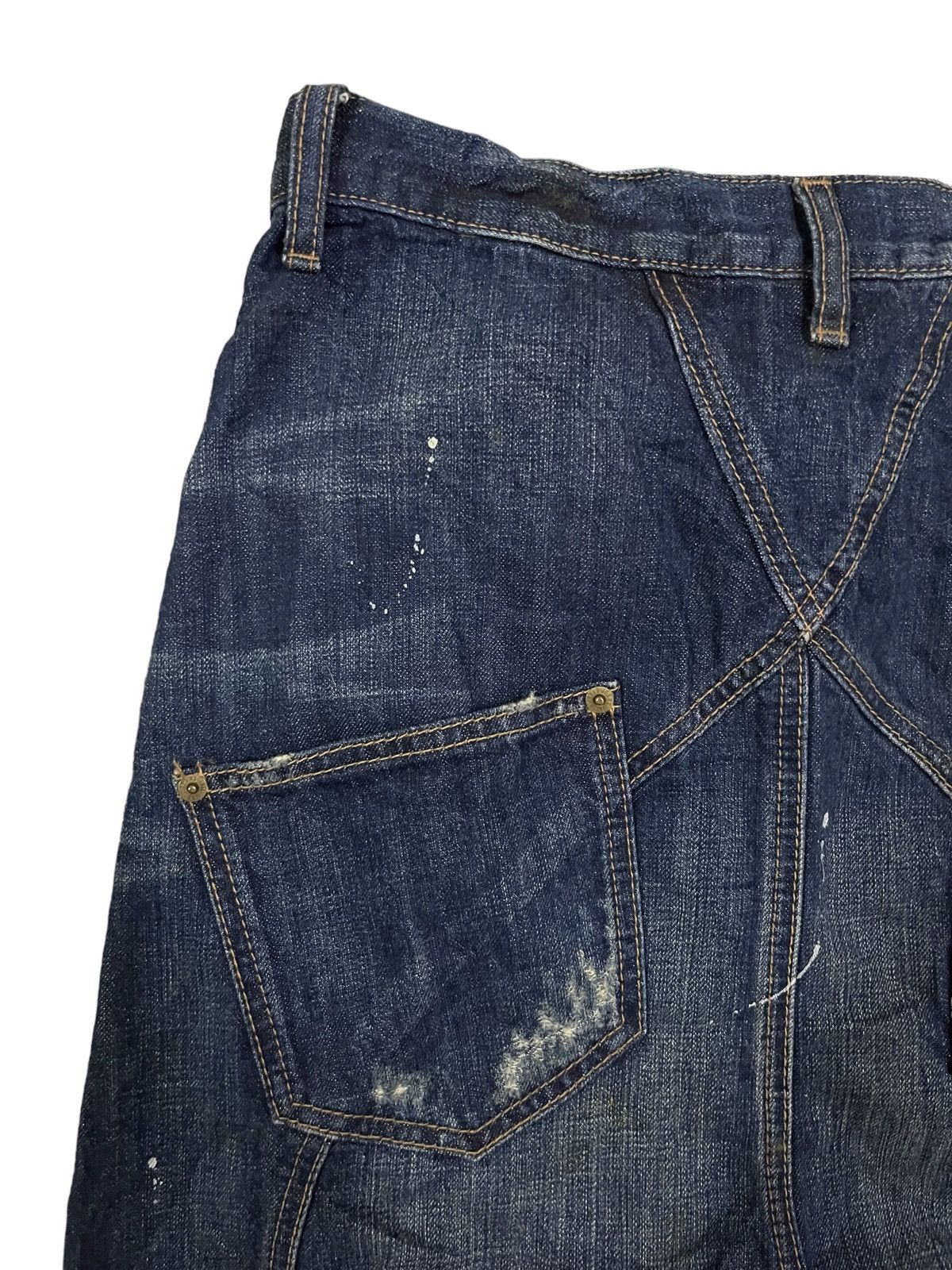 Other High Waist Blue Wash Paint Splatter Distress Short Jeans Size 28" / US 6 / IT 42 - 7 Thumbnail