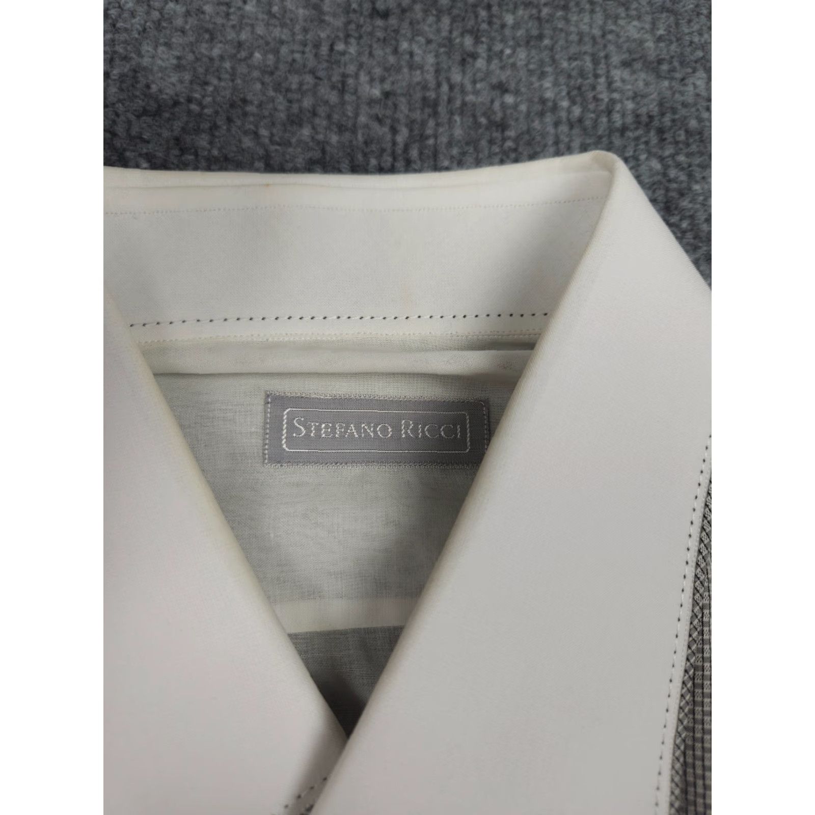 Stefano Ricci Stefano Ricci Shirt Men 41 16 White Gray Button Up French Cuff Italy Cotton Dress Shirt, Formal, 100% Cotton, White, 31 in, Regular, Mens Size US L / EU 52-54 / 3 - 5 Thumbnail