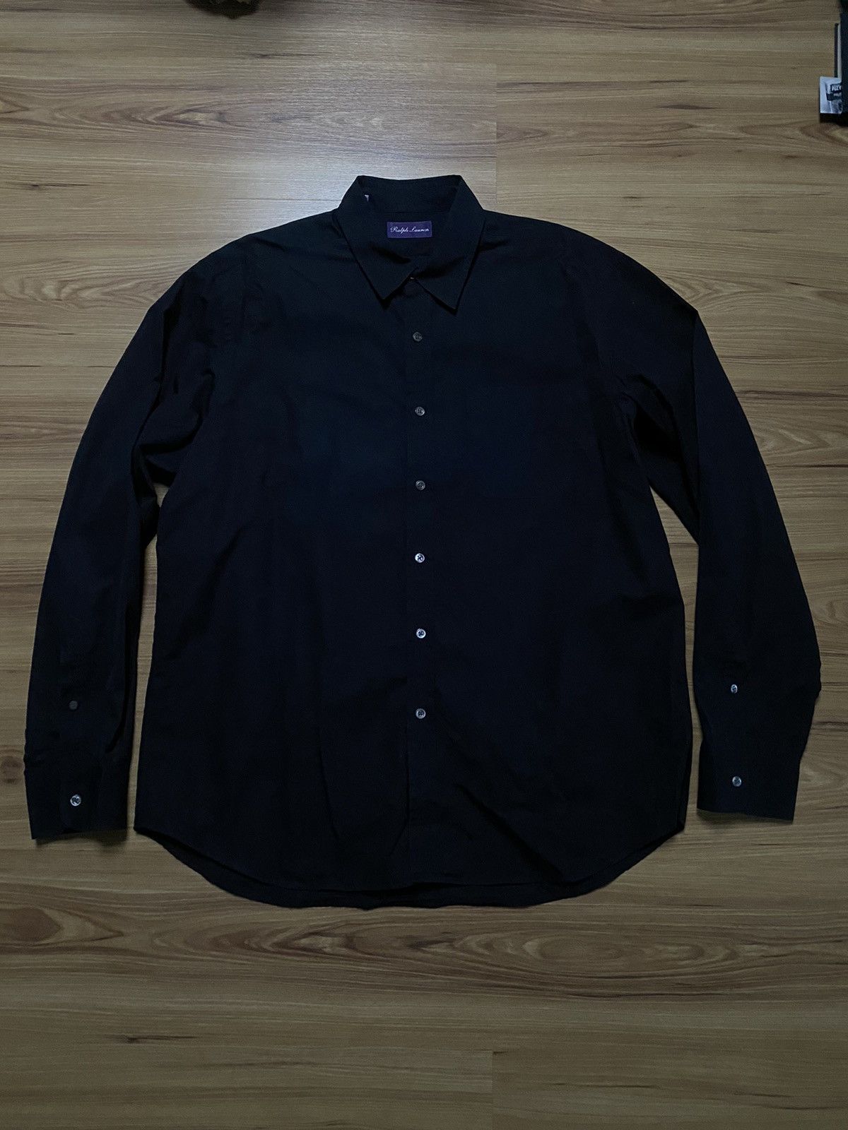 image of Ralph Lauren Purple Label Ralph Laurent Purple Label Made In Italy Black Shirt Designer (Size XL)