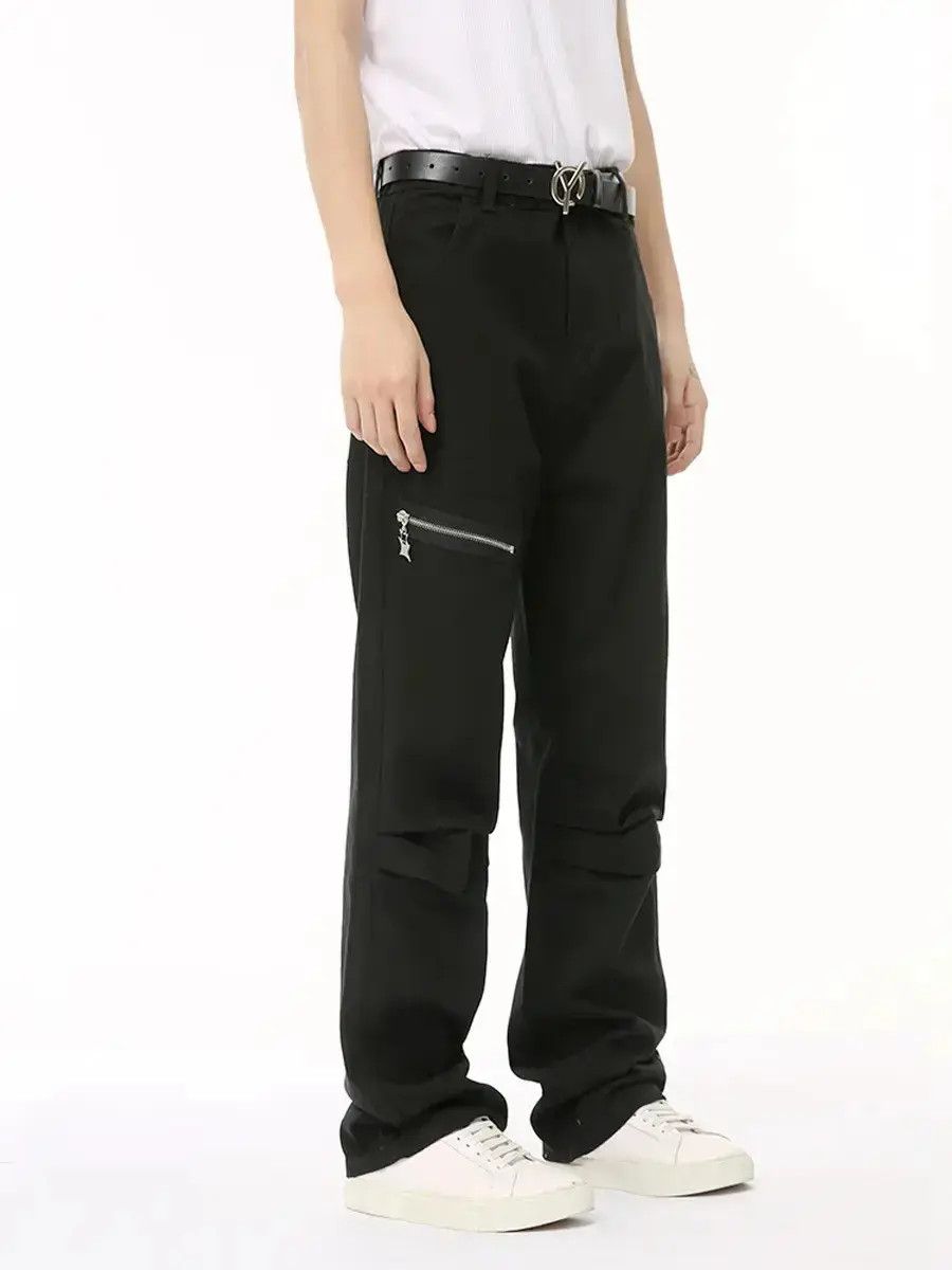 Japanese Brand Retro loose high street zipper spliced jeans Size US 32 / EU 48 - 2 Thumbnail