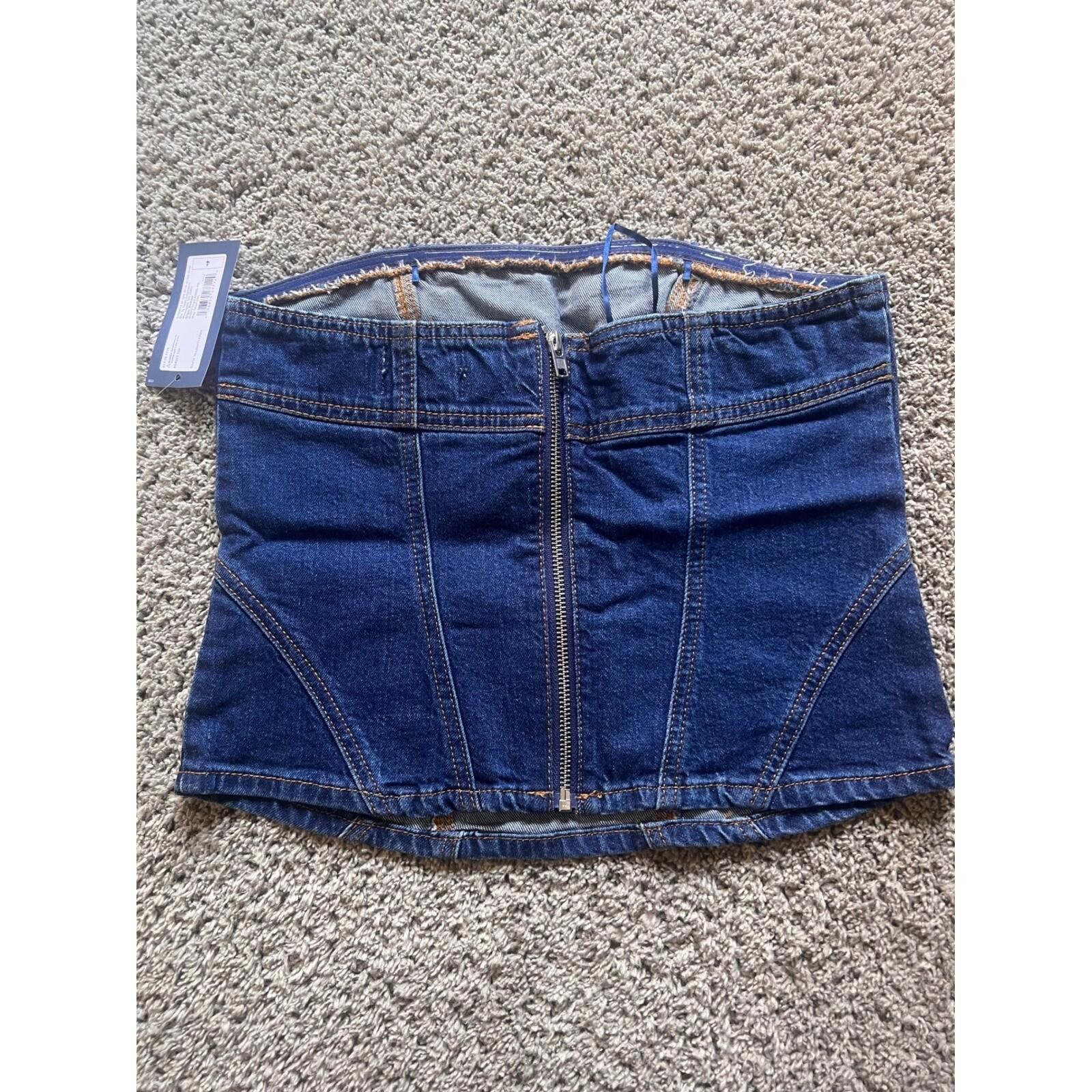 Other Universal Thread Corset Top Womens 4 Dark Wash NWT Denim Size ONE SIZE - 2 Thumbnail