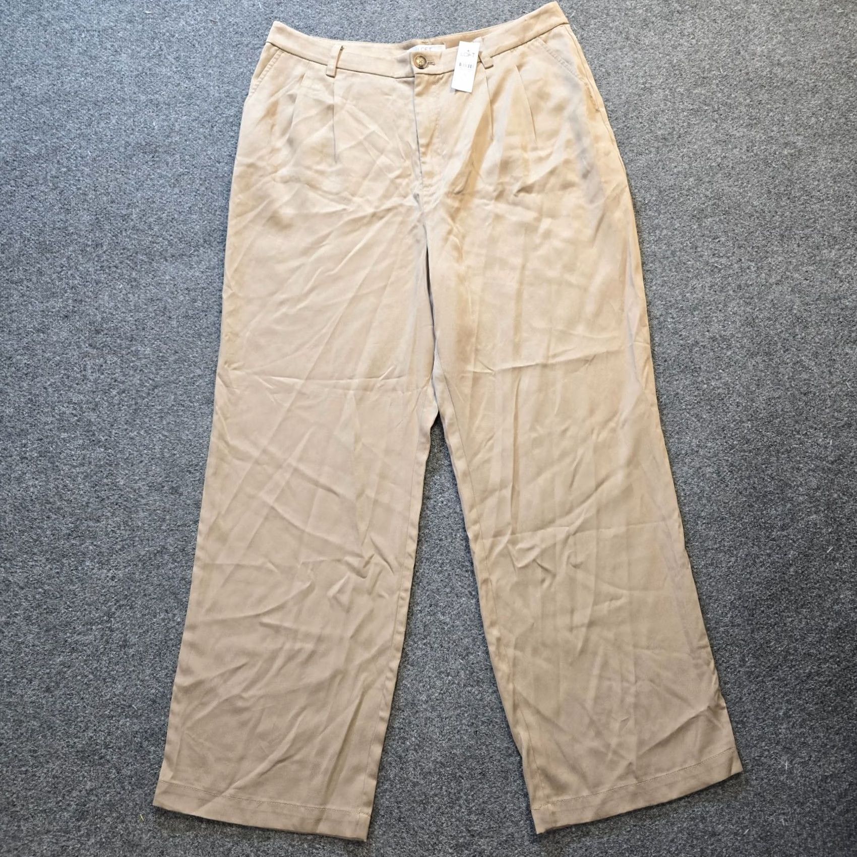 Loft LOFT Womens Wide Leg Pants Beige Khaki - Classic Style Size 36" / US 14 / IT 50 - 2 Thumbnail
