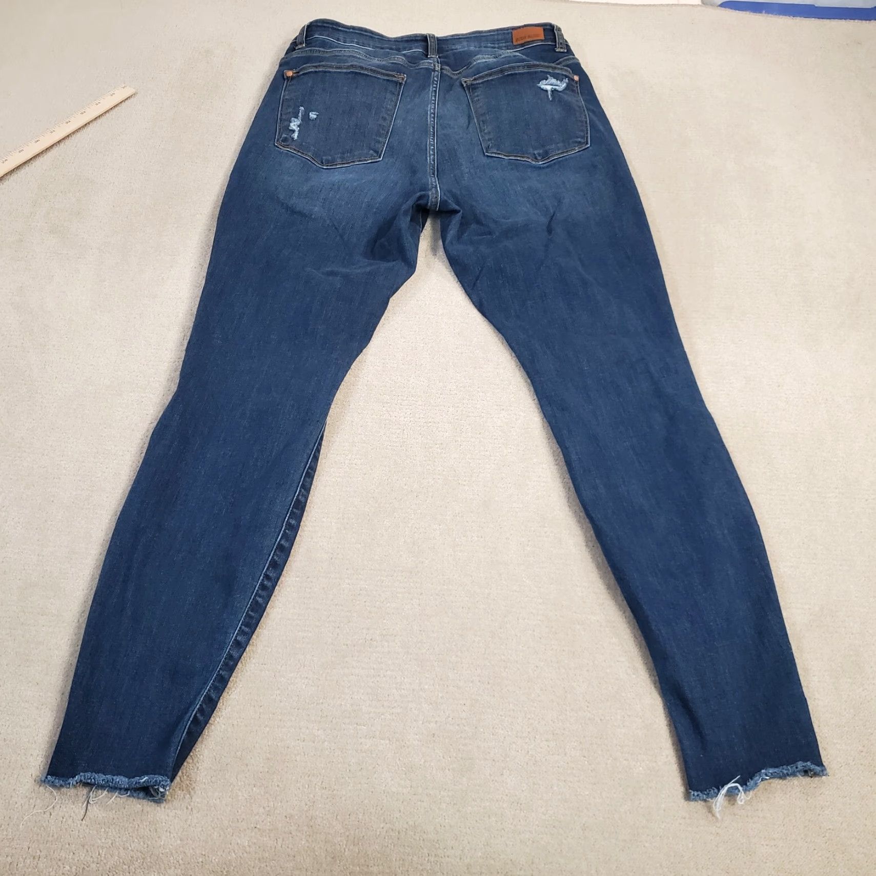 Vintage Judy Blue Jeans 16W Womens Skinny Fit Faded Distressed Dark Stretch Button Fly Size 24" / US 00 / IT 34 - 7 Thumbnail
