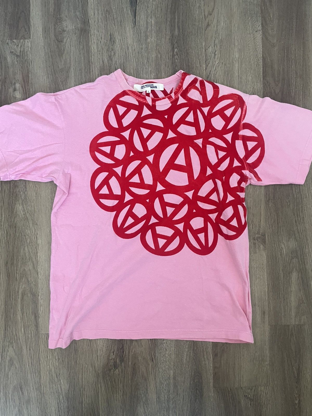 Junya Watanabe 04 pink velour anarchy tee