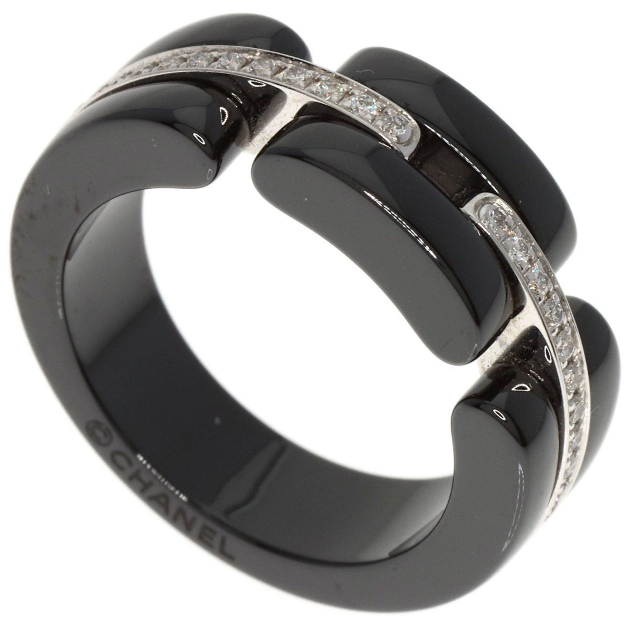image of Chanel Ultra Ring Diamond Black Ceramic 49 Ceramic/k18Wg Women's in White